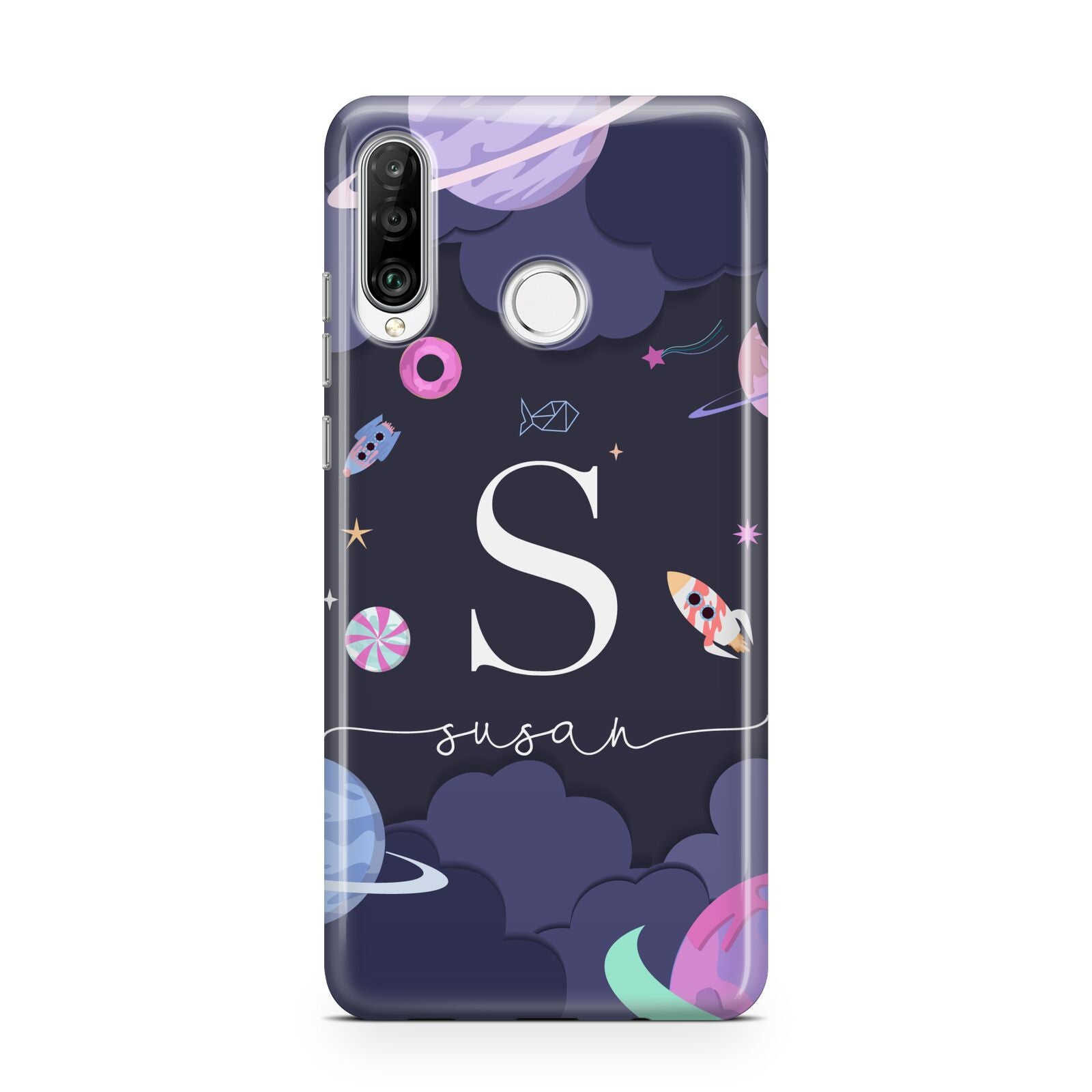 Space Personalised Initial Name Huawei P30 Lite Phone Case