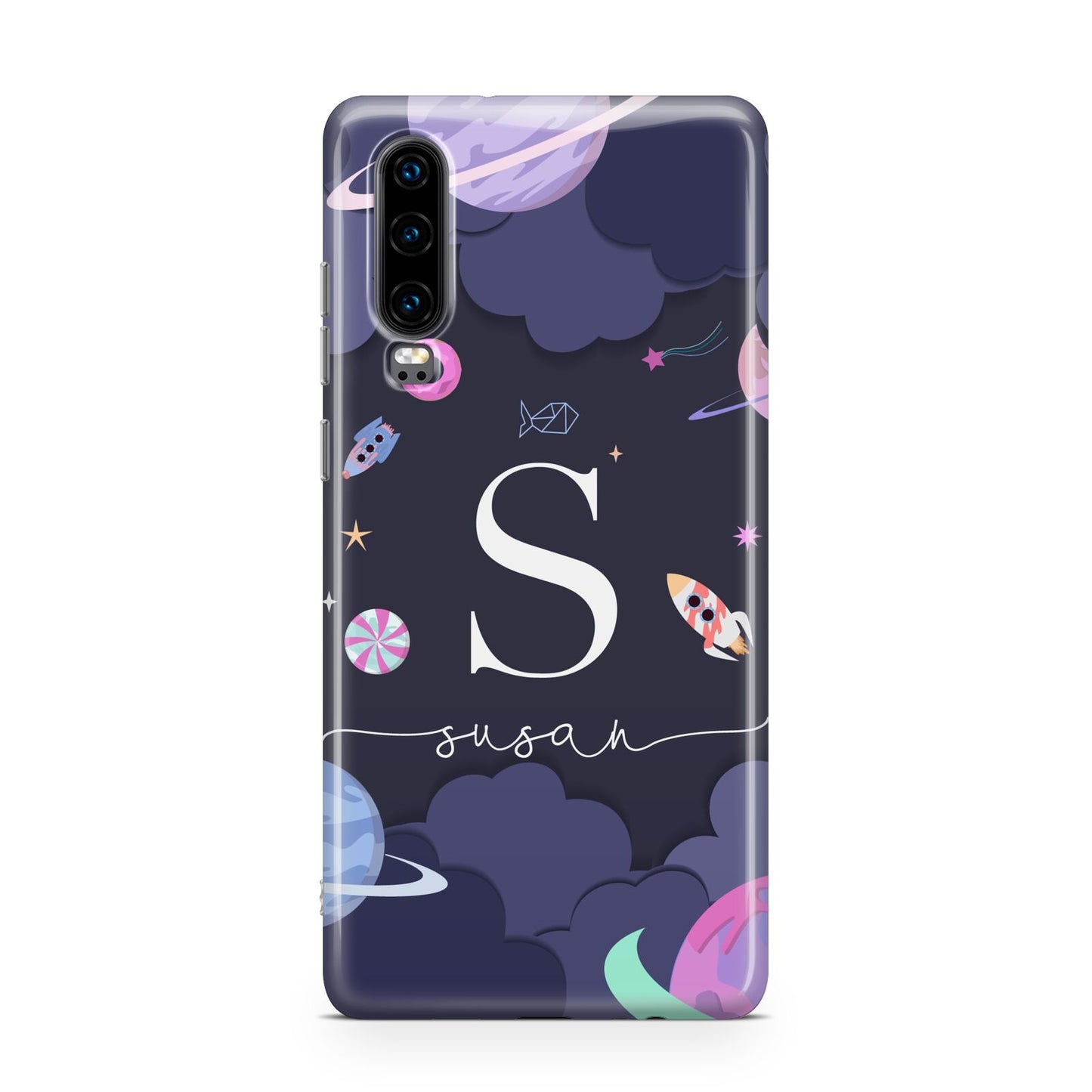 Space Personalised Initial Name Huawei P30 Phone Case