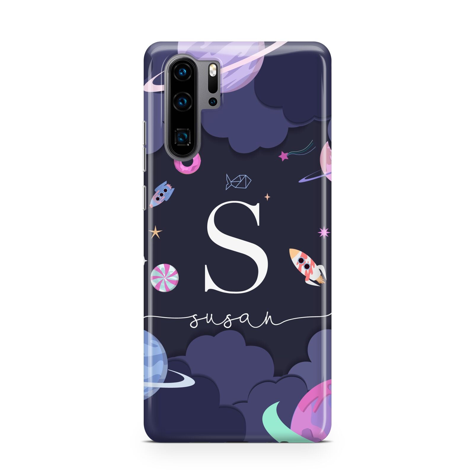 Space Personalised Initial Name Huawei P30 Pro Phone Case