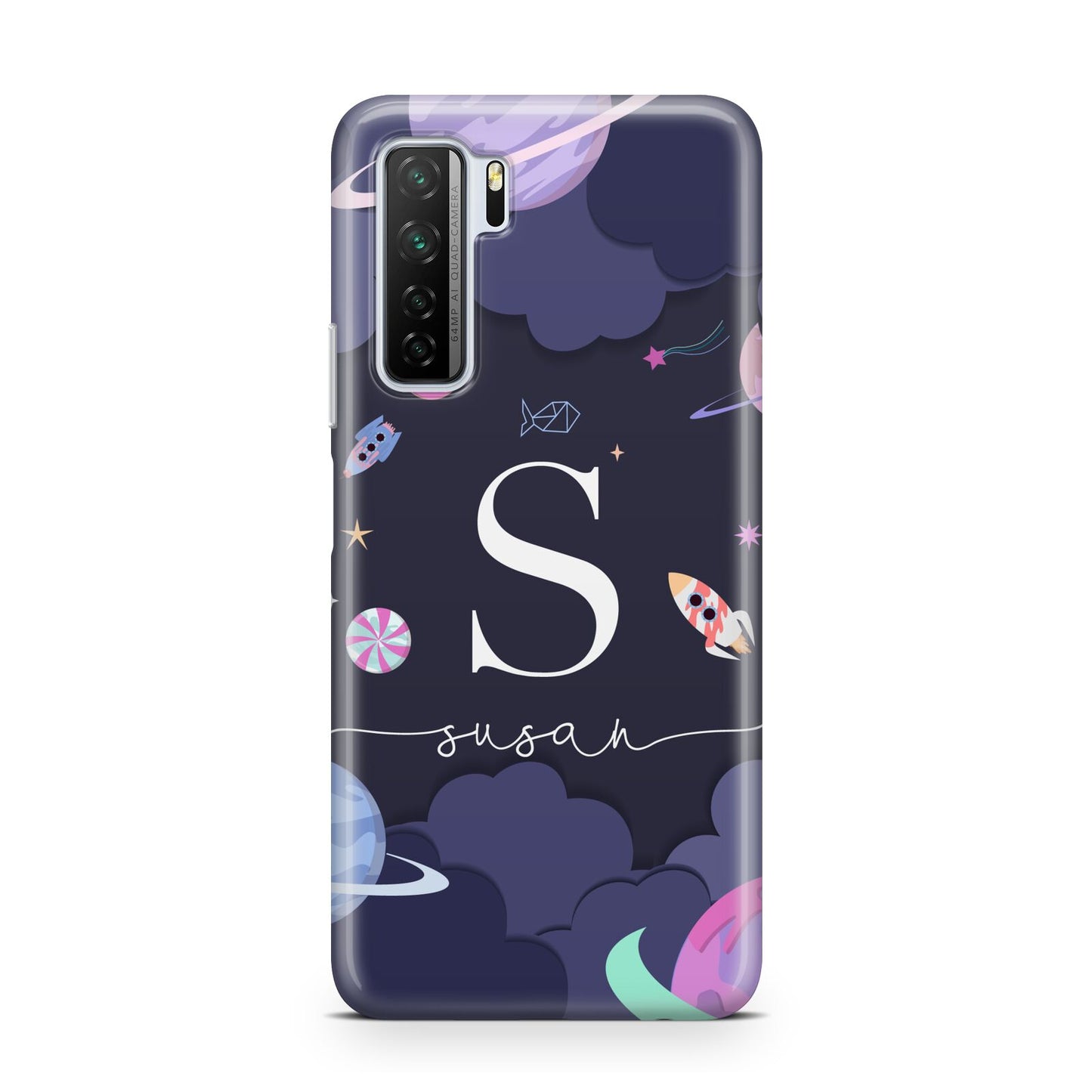 Space Personalised Initial Name Huawei P40 Lite 5G Phone Case