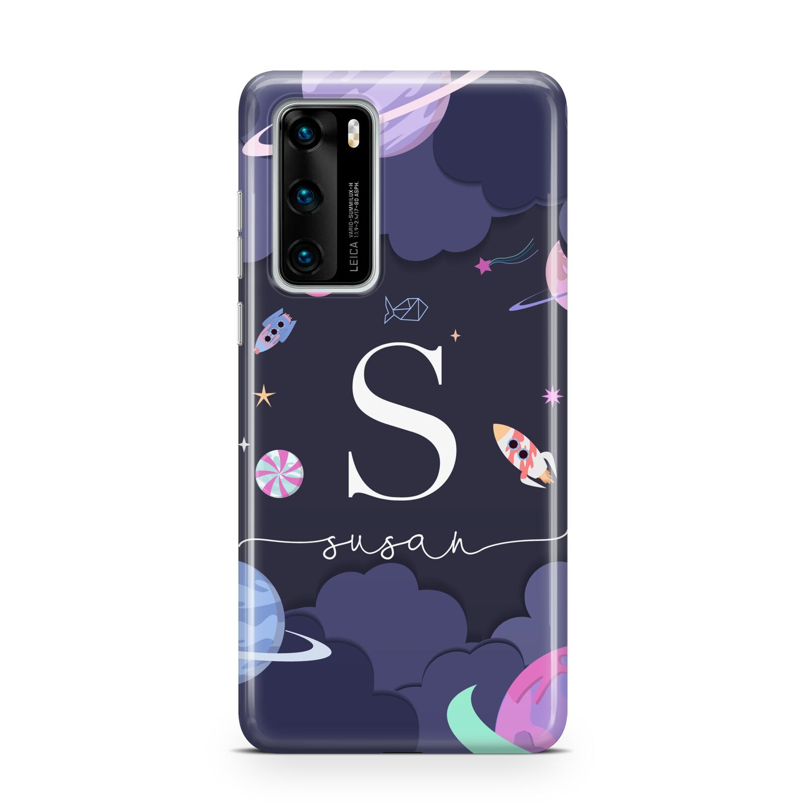 Space Personalised Initial Name Huawei P40 Phone Case