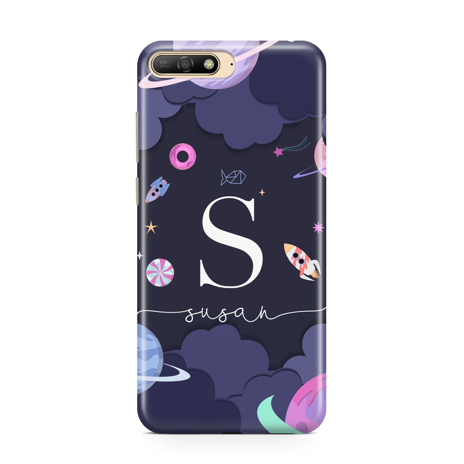 Space Personalised Initial Name Huawei Y6 2018