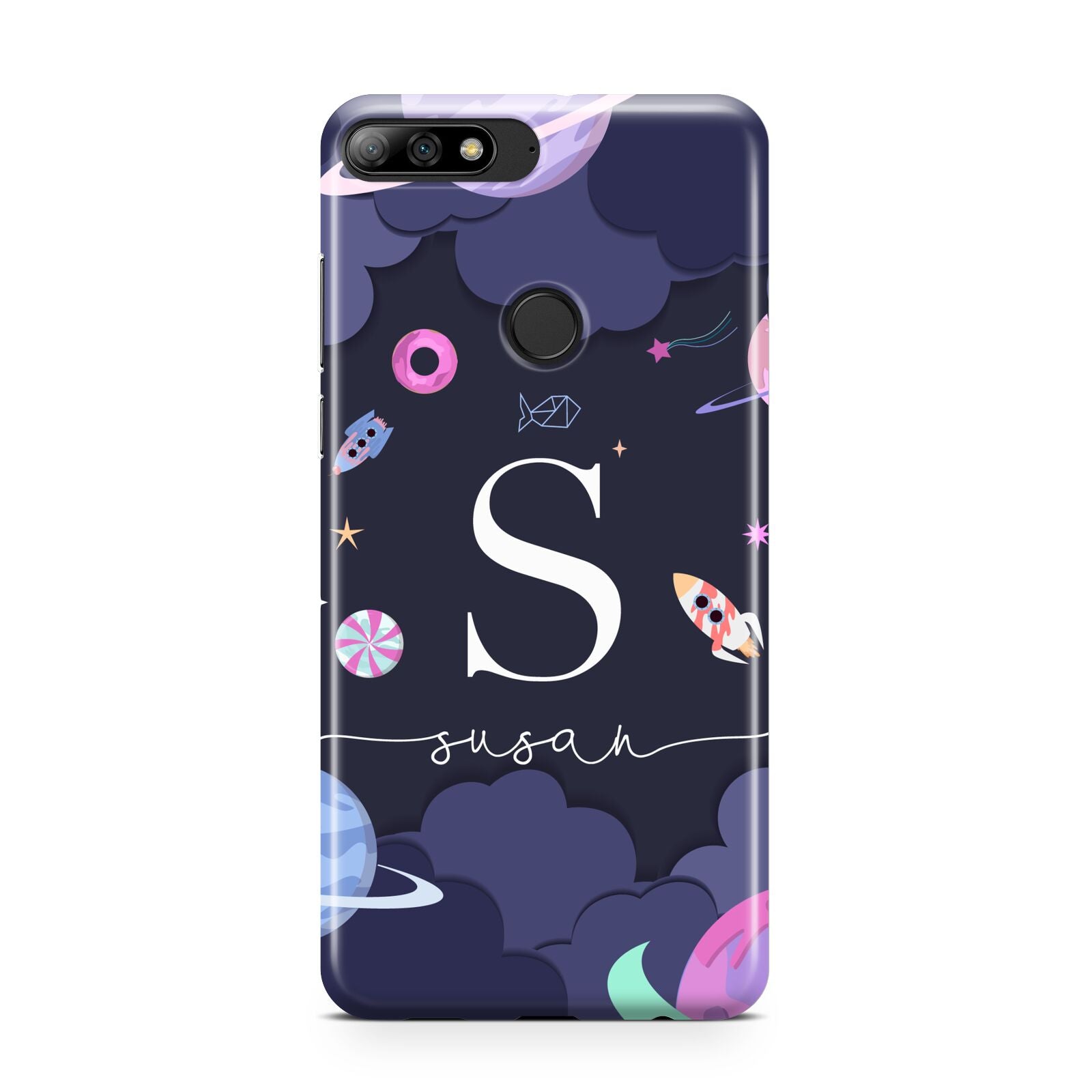 Space Personalised Initial Name Huawei Y7 2018