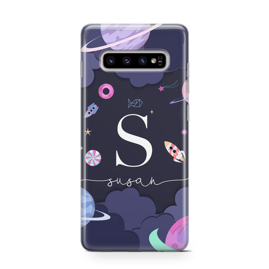 Space Personalised Initial Name Protective Samsung Galaxy Case