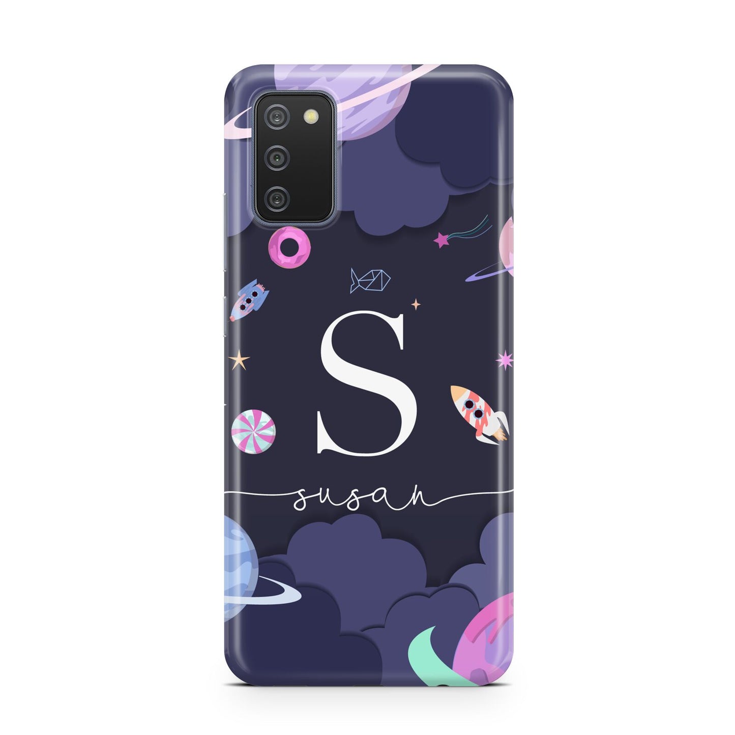 Space Personalised Initial Name Samsung A02s Case