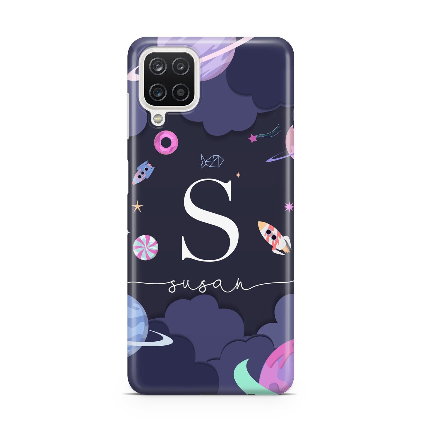 Space Personalised Initial Name Samsung A12 Case