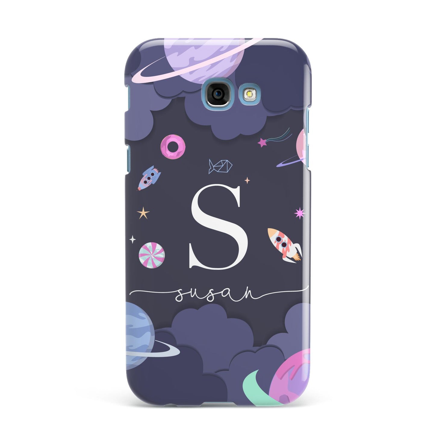 Space Personalised Initial Name Samsung Galaxy A7 2017 Case