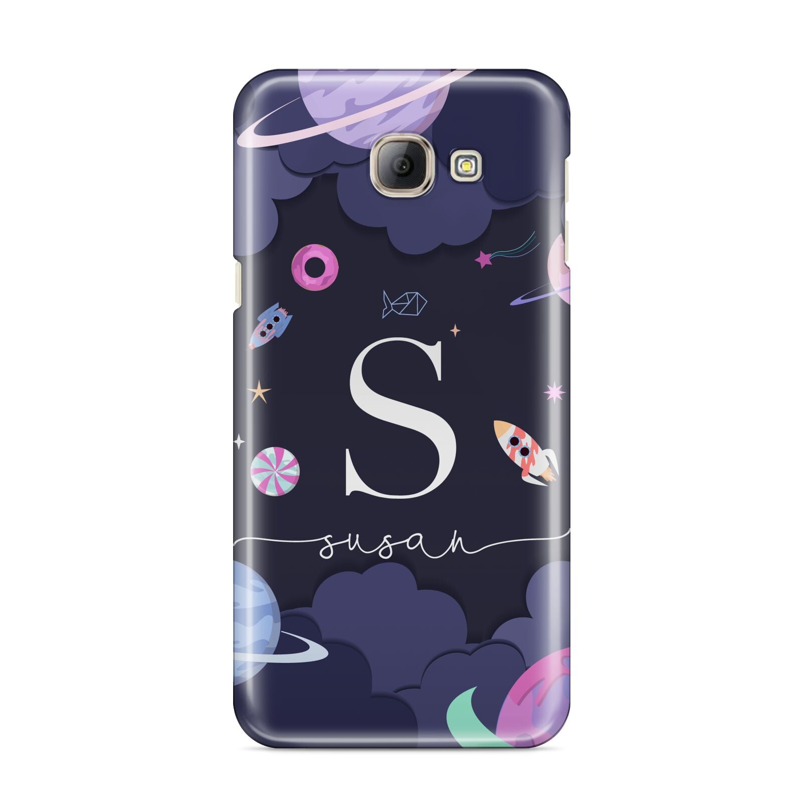 Space Personalised Initial Name Samsung Galaxy A8 2016 Case