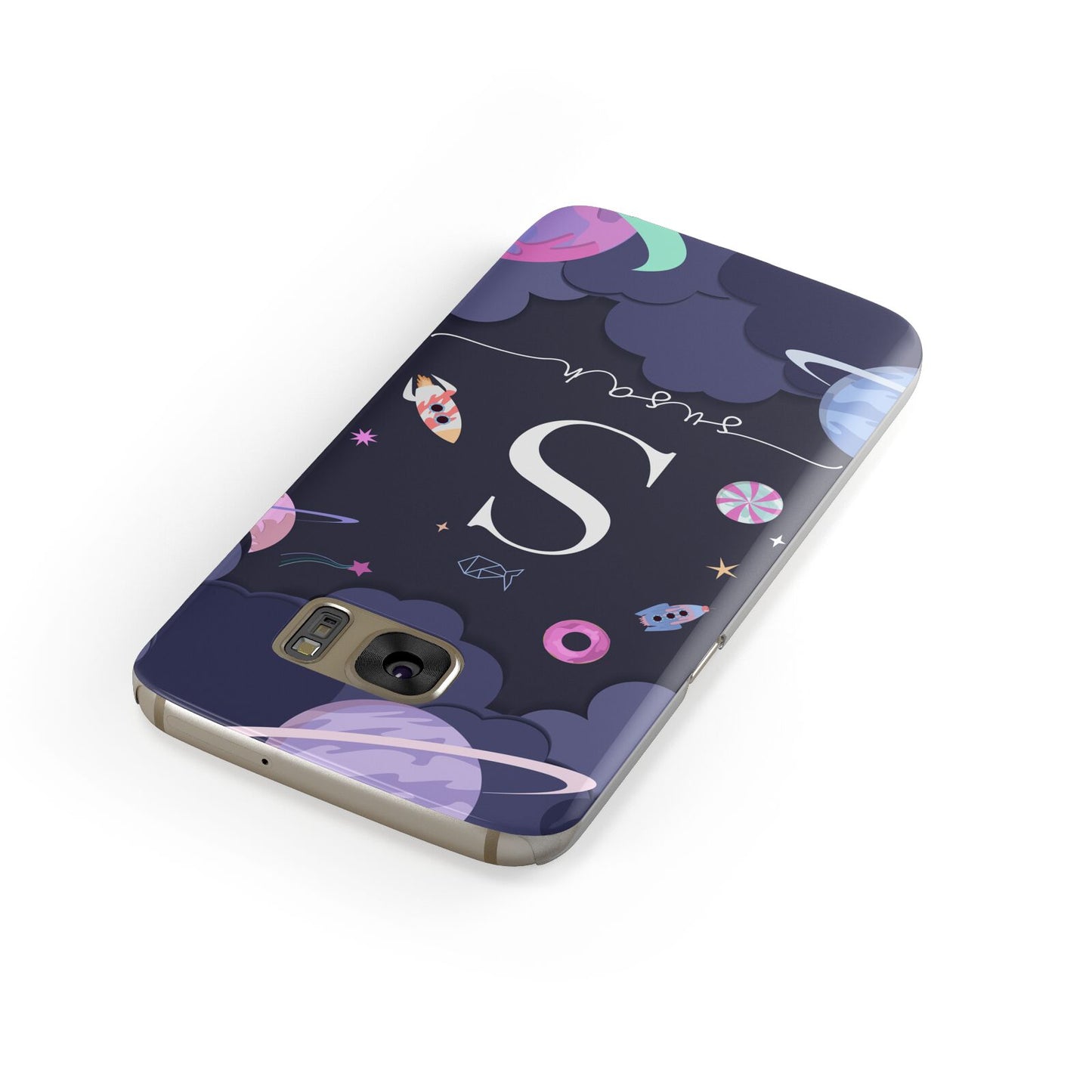 Space Personalised Initial Name Samsung Galaxy Case Front Close Up