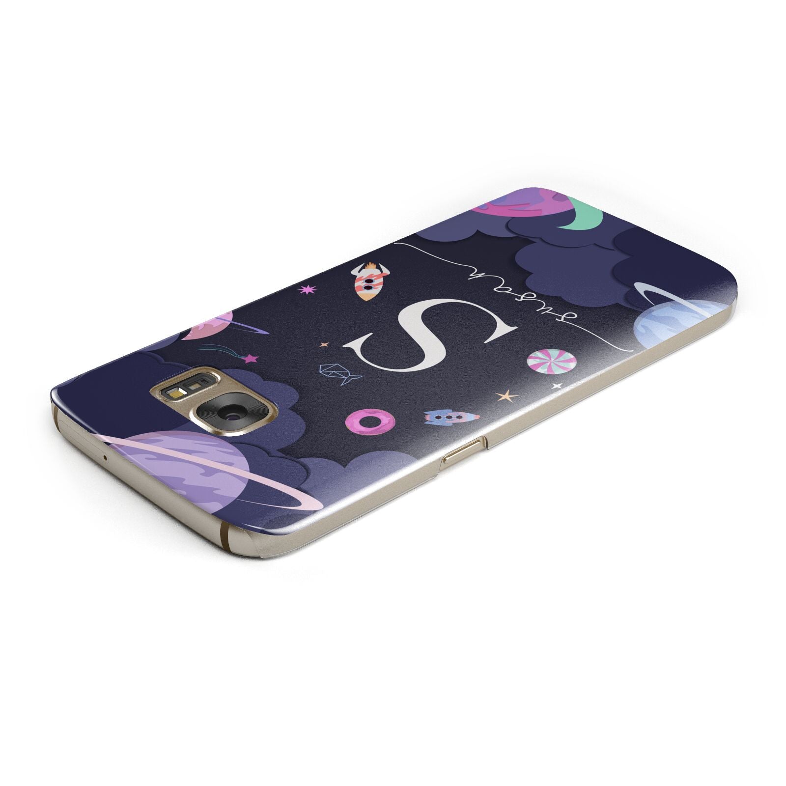 Space Personalised Initial Name Samsung Galaxy Case Top Cutout