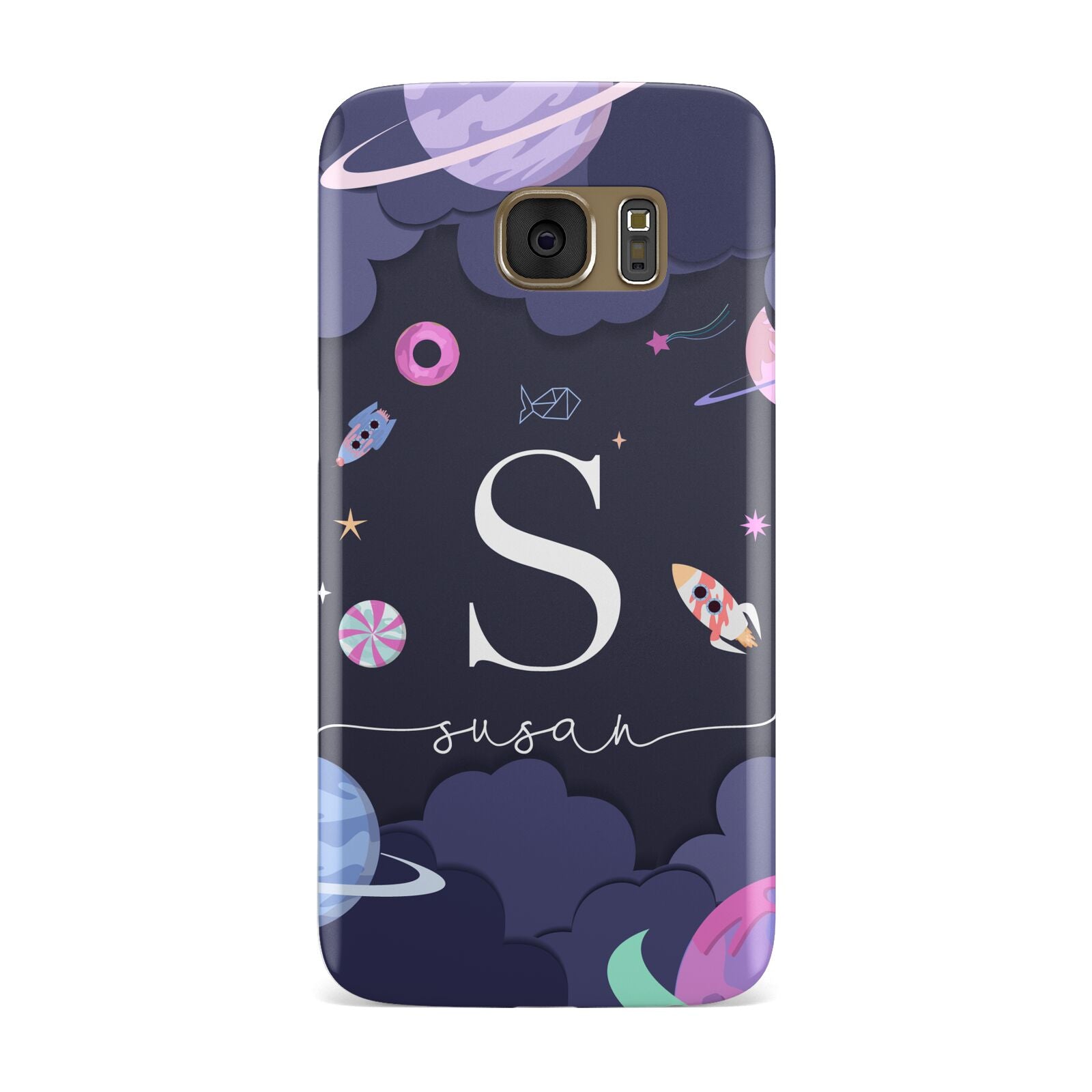 Space Personalised Initial Name Samsung Galaxy Case