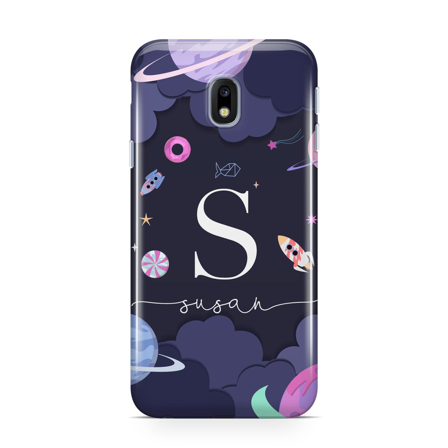 Space Personalised Initial Name Samsung Galaxy J3 2017 Case