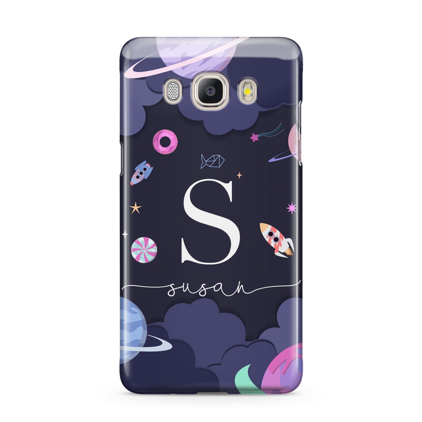 Space Personalised Initial Name Samsung Galaxy J5 2016 Case