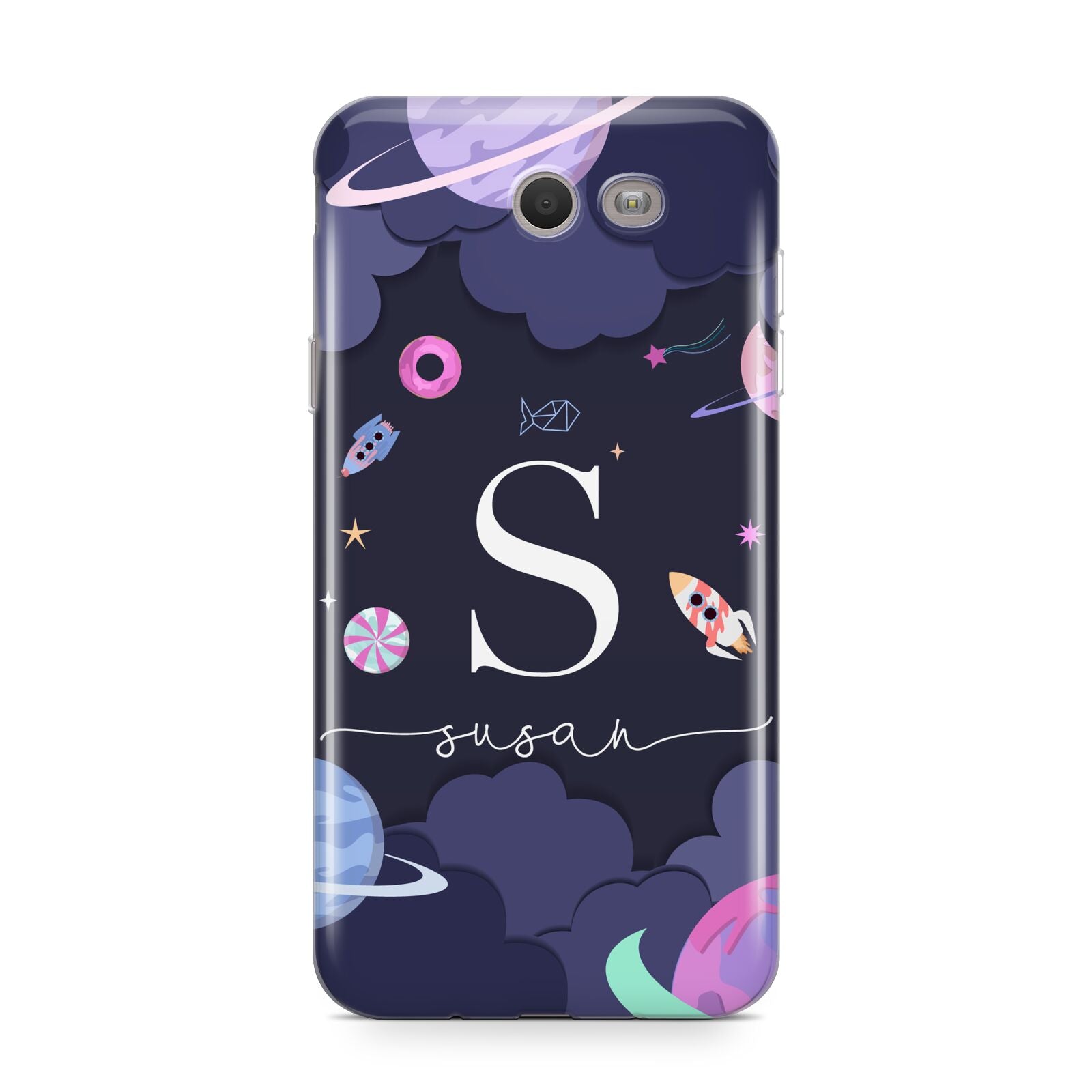 Space Personalised Initial Name Samsung Galaxy J7 2017 Case