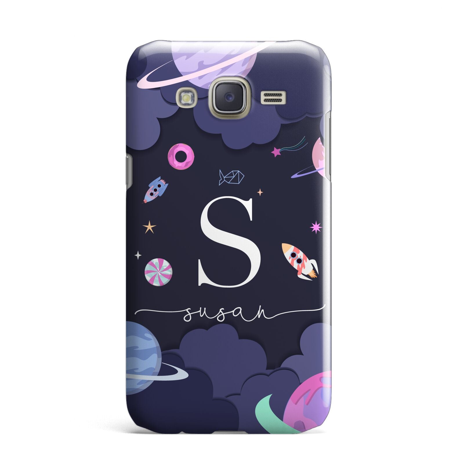 Space Personalised Initial Name Samsung Galaxy J7 Case