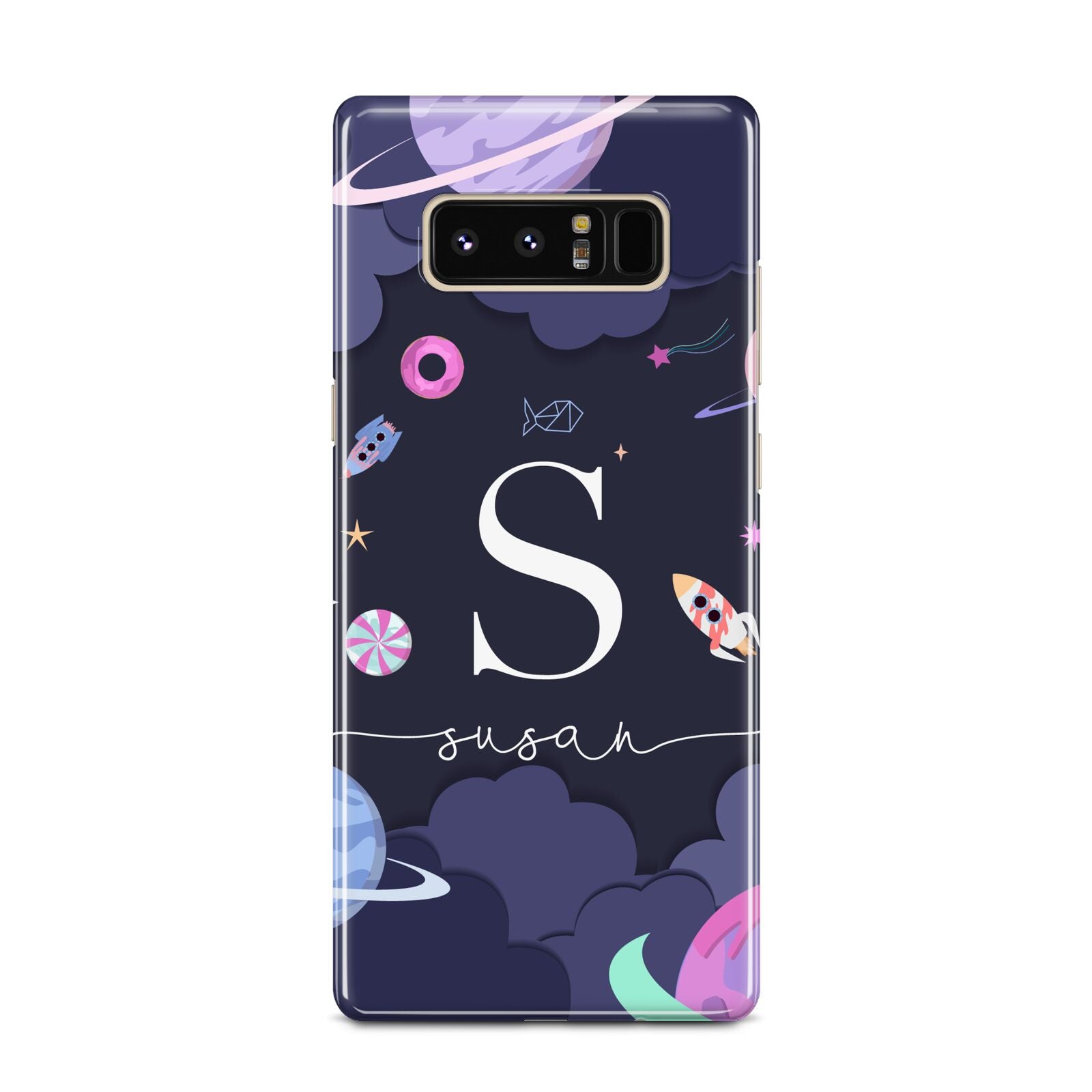 Space Personalised Initial Name Samsung Galaxy Note 8 Case