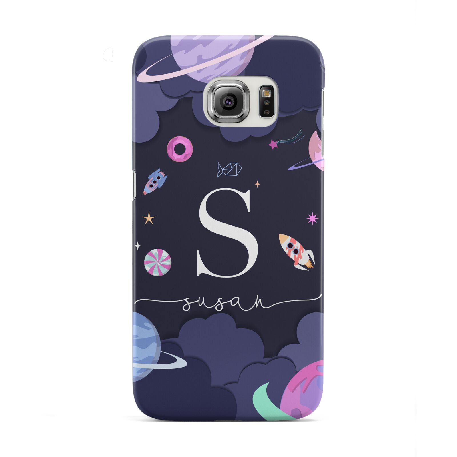 Space Personalised Initial Name Samsung Galaxy S6 Edge Case