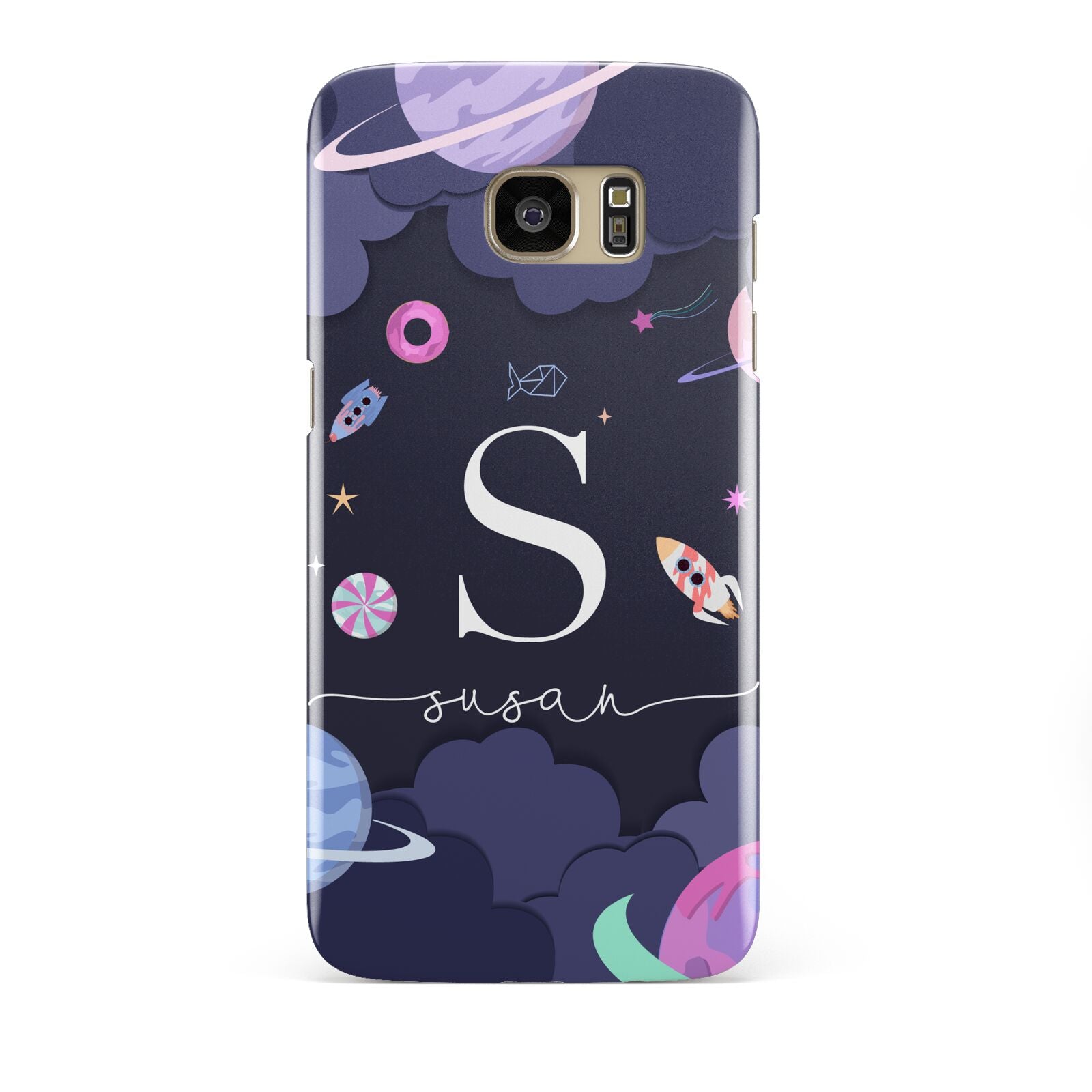 Space Personalised Initial Name Samsung Galaxy S7 Edge Case