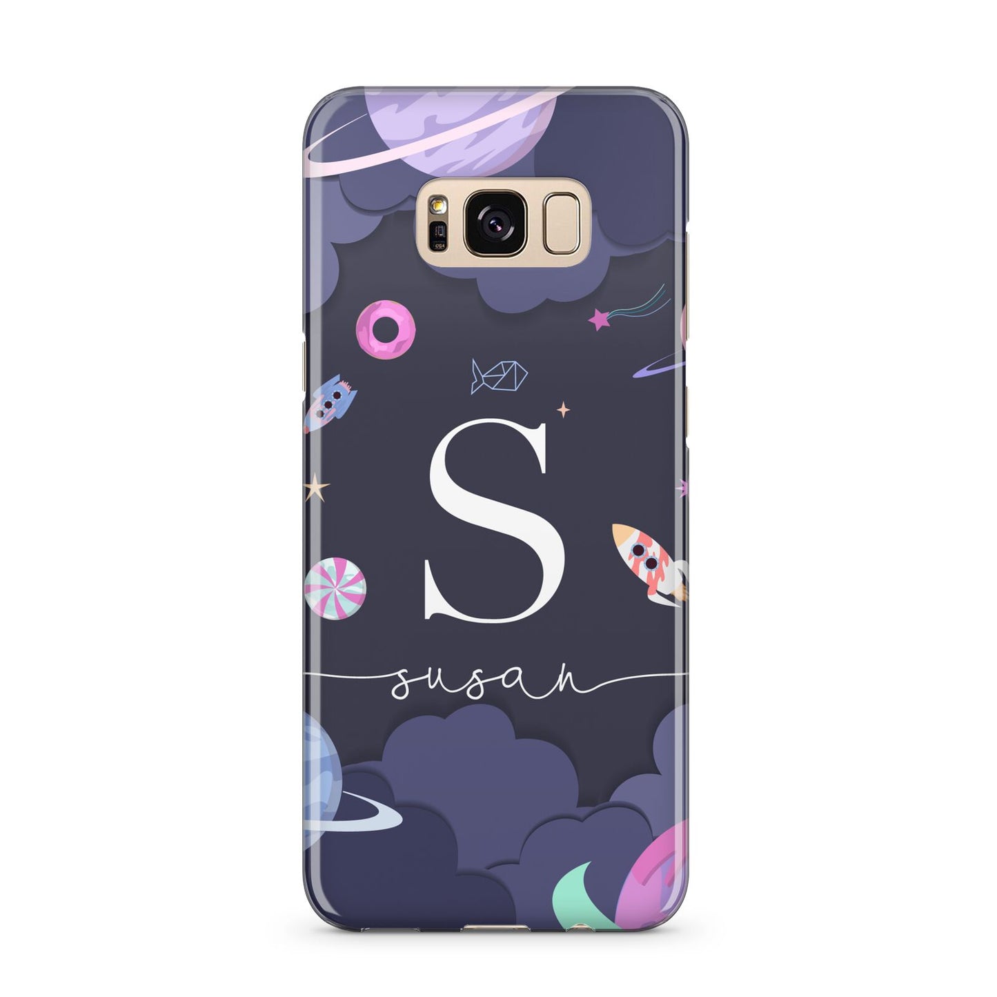 Space Personalised Initial Name Samsung Galaxy S8 Plus Case