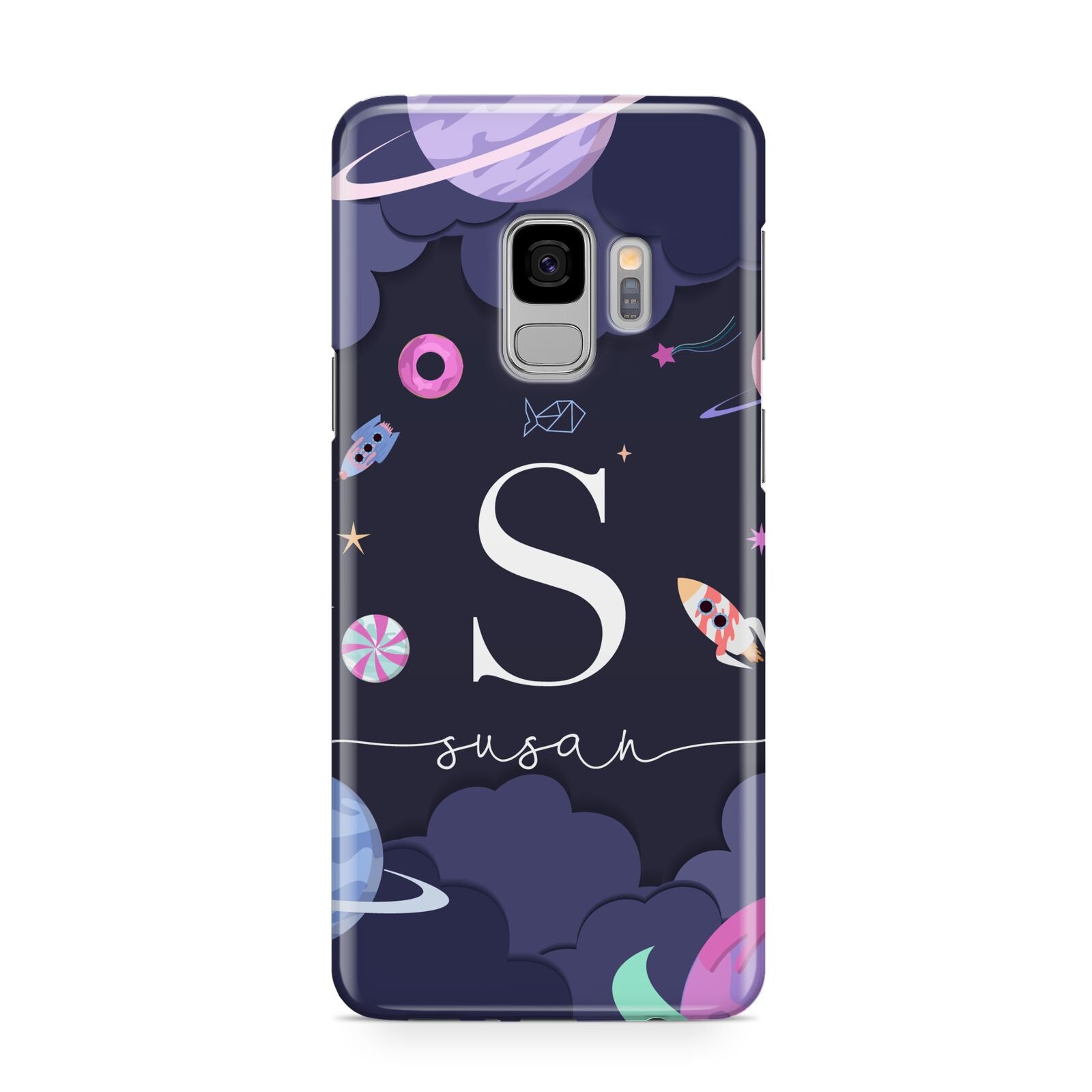 Space Personalised Initial Name Samsung Galaxy S9 Case