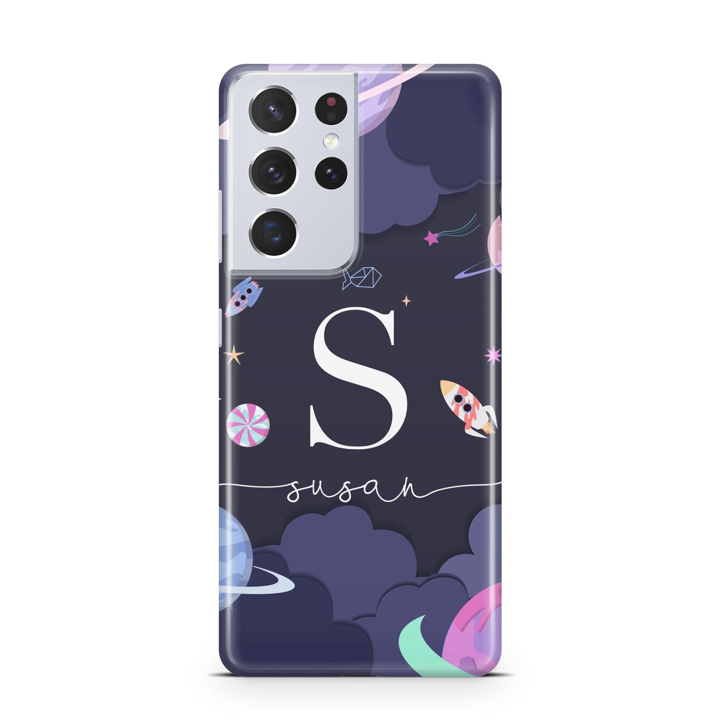 Space Personalised Initial Name Samsung S21 Ultra Case