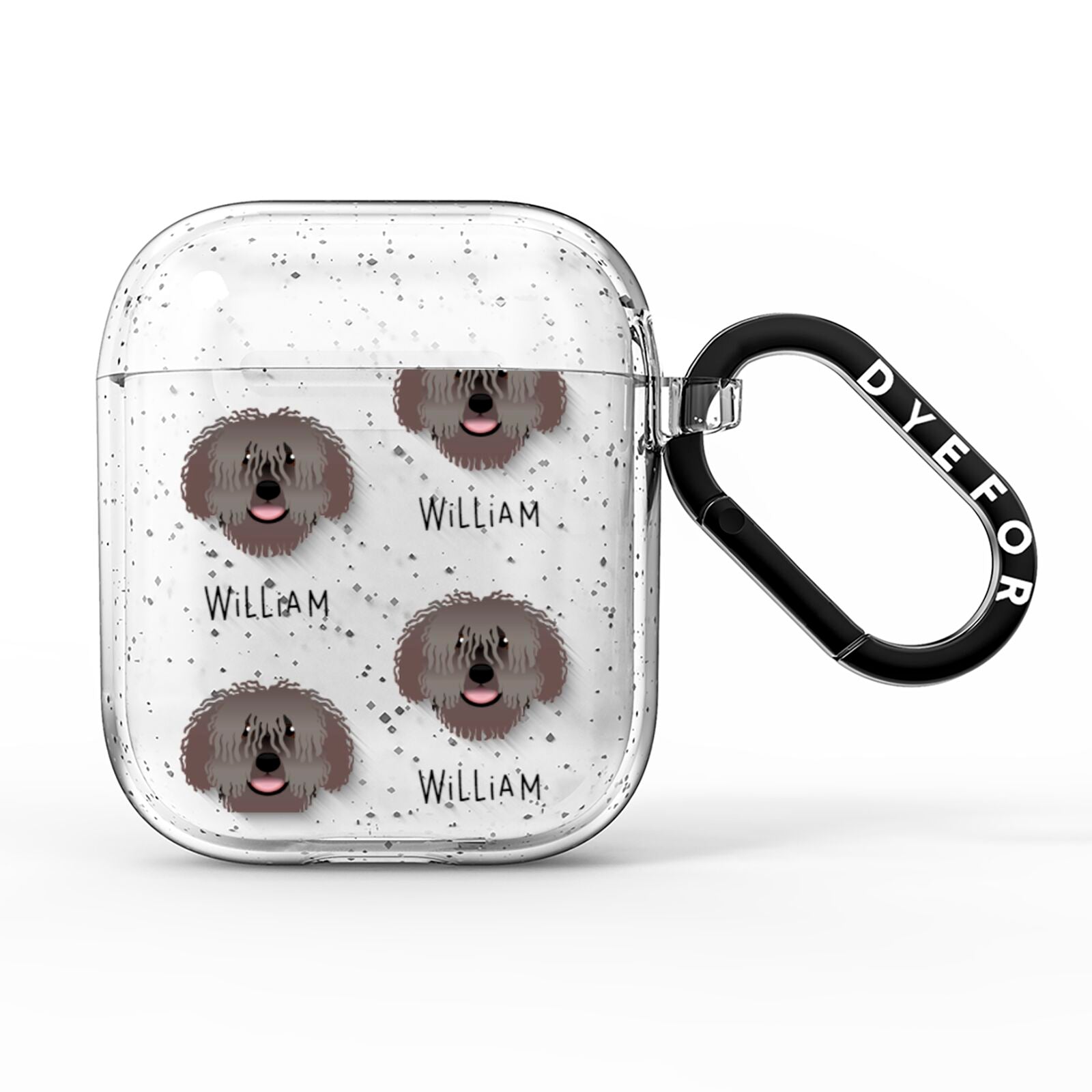 Spanish Water Dog Icon with Name AirPods Glitter Case