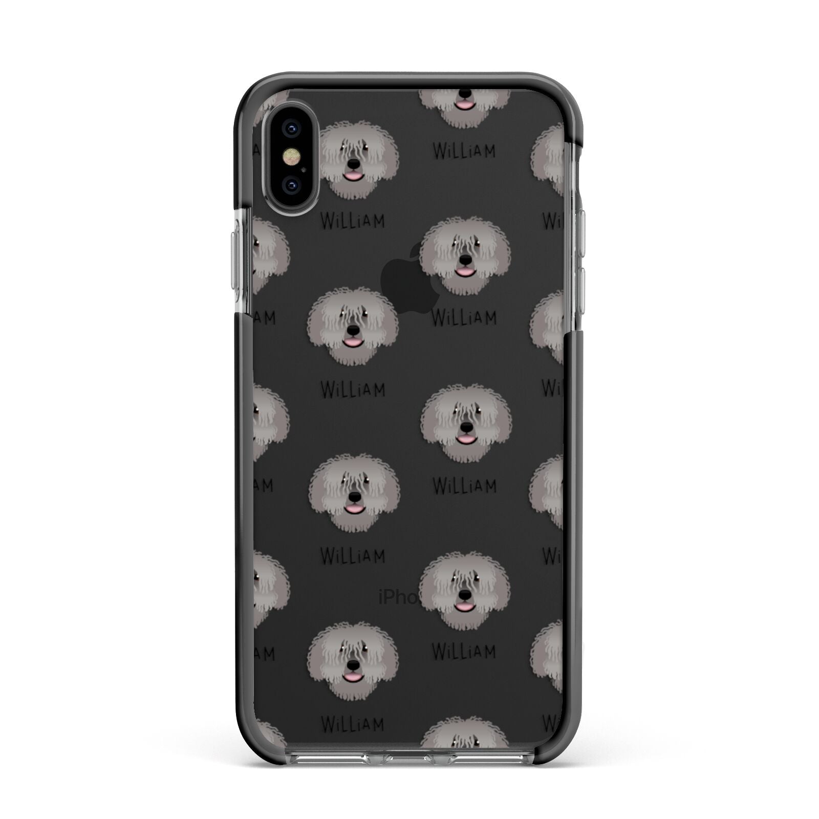 Spanish Water Dog Icon with Name Apple iPhone Xs Max Impact Case Black Edge on Black Phone