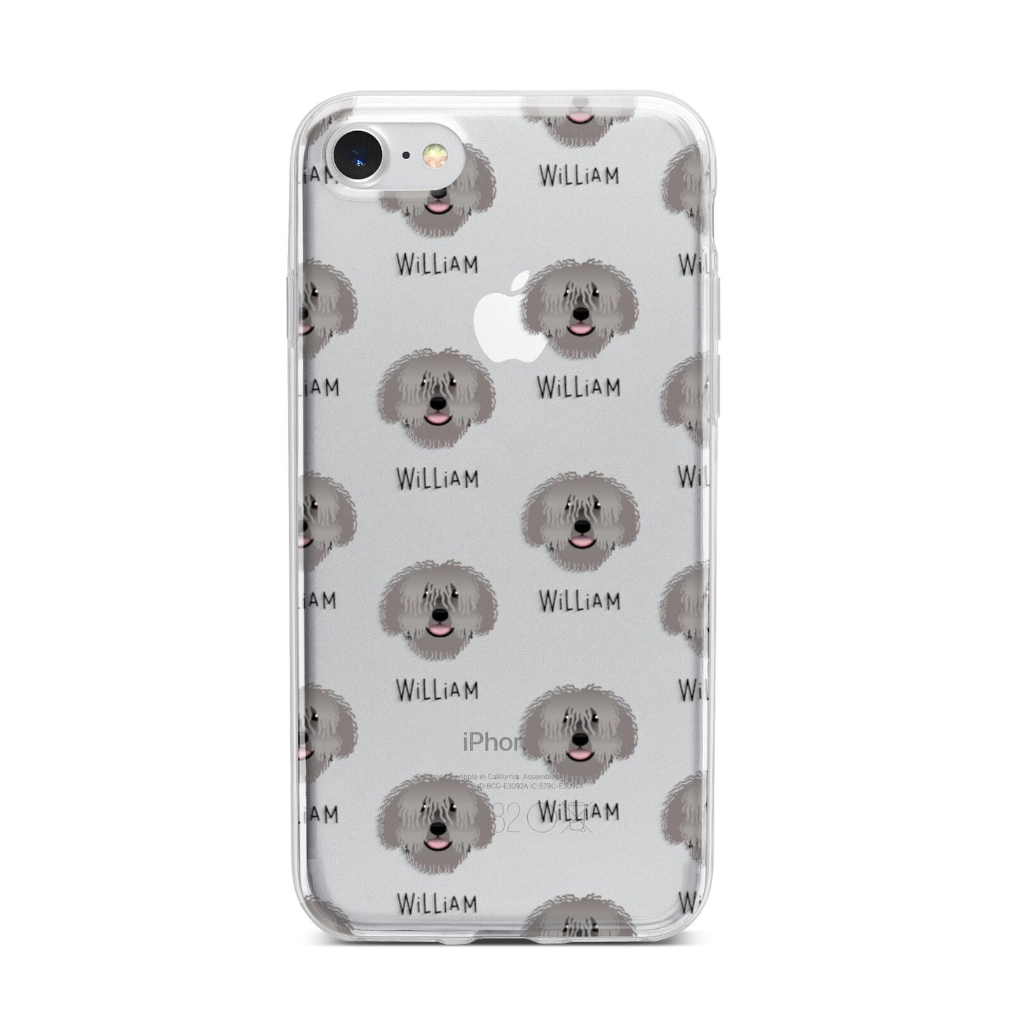 Spanish Water Dog Icon with Name iPhone 7 Bumper Case on Silver iPhone