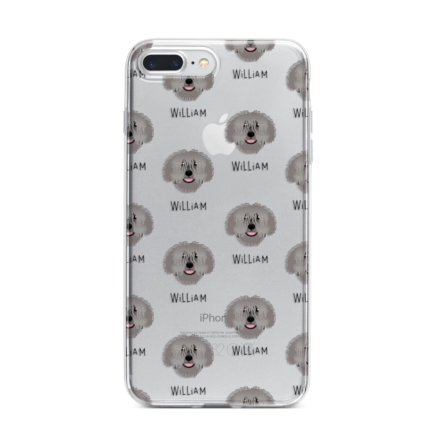 Spanish Water Dog Icon with Name iPhone 7 Plus Bumper Case on Silver iPhone