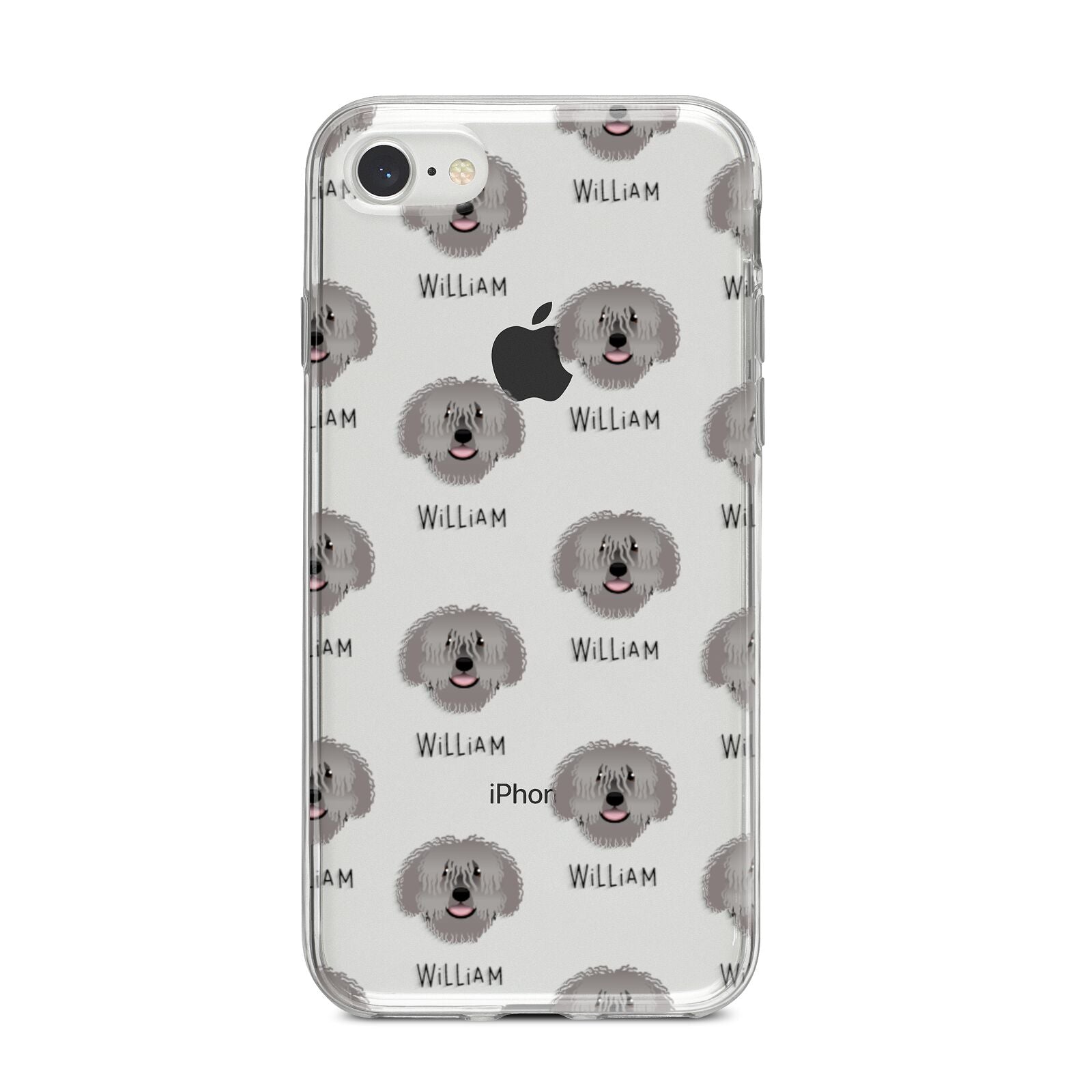 Spanish Water Dog Icon with Name iPhone 8 Bumper Case on Silver iPhone