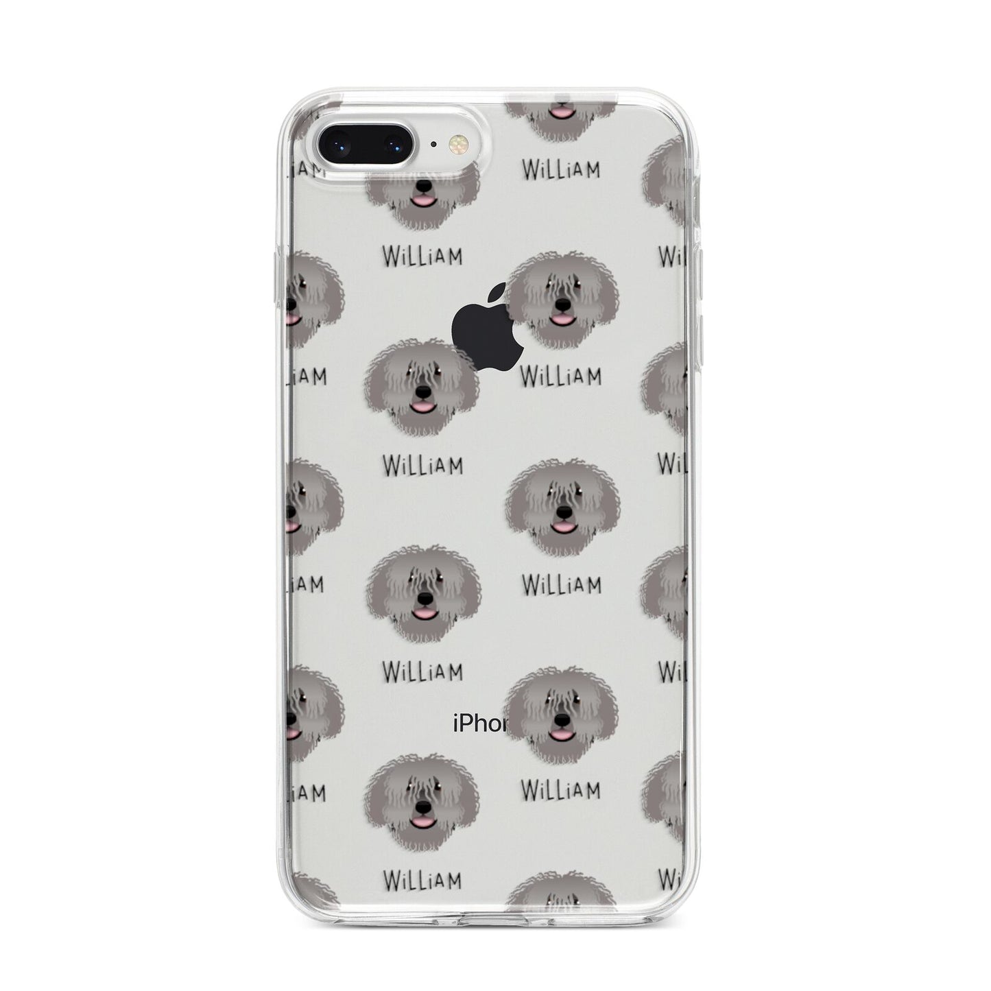 Spanish Water Dog Icon with Name iPhone 8 Plus Bumper Case on Silver iPhone
