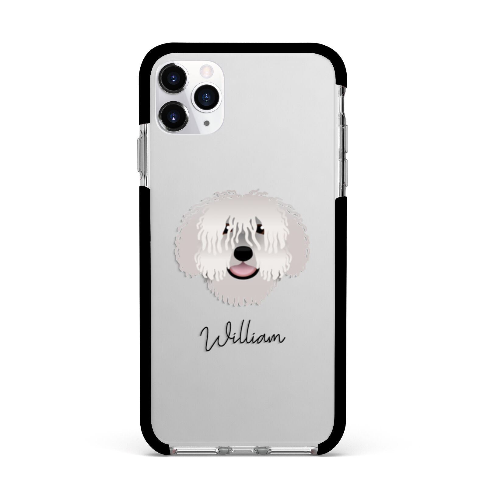 Spanish Water Dog Personalised Apple iPhone 11 Pro Max in Silver with Black Impact Case