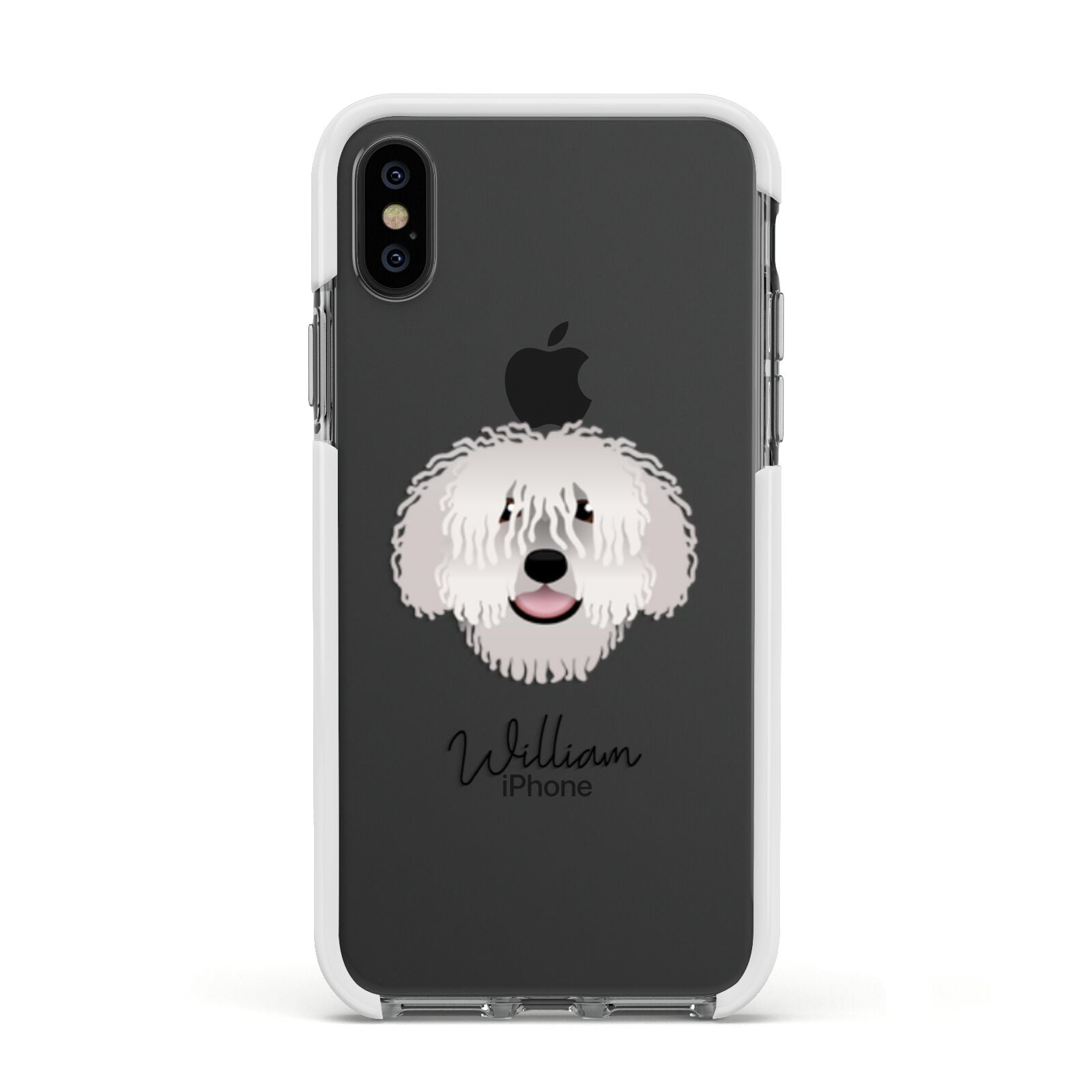 Spanish Water Dog Personalised Apple iPhone Xs Impact Case White Edge on Black Phone