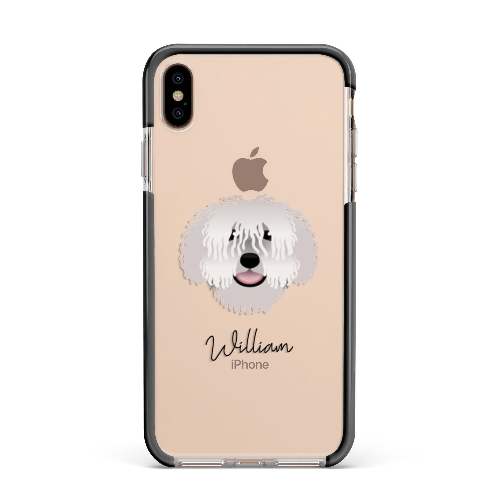 Spanish Water Dog Personalised Apple iPhone Xs Max Impact Case Black Edge on Gold Phone