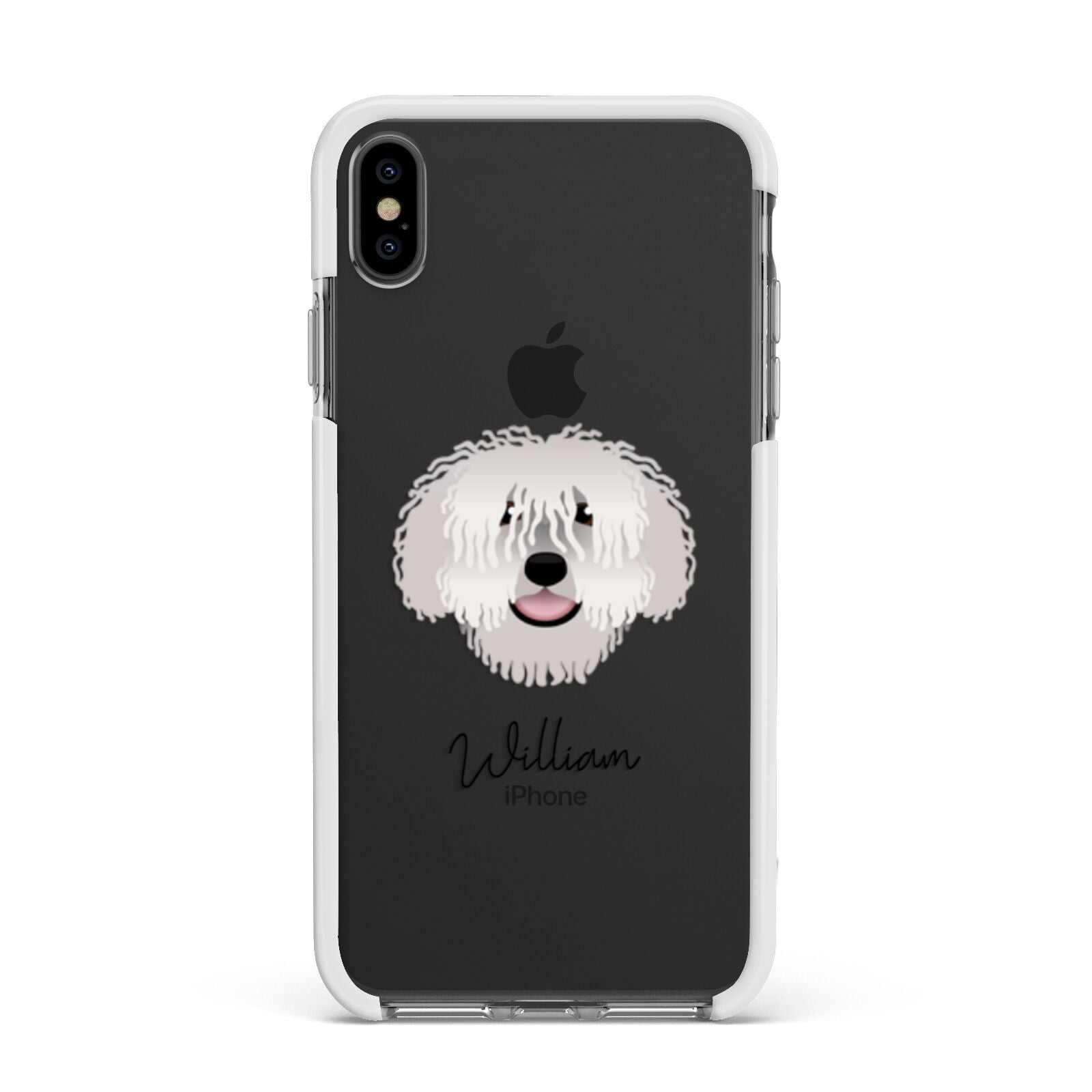 Spanish Water Dog Personalised Apple iPhone Xs Max Impact Case White Edge on Black Phone