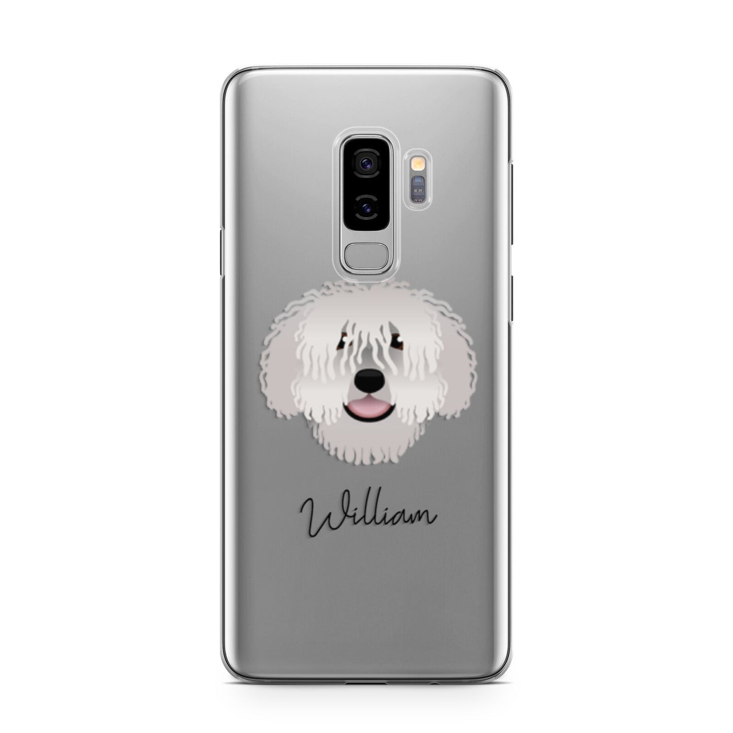 Spanish Water Dog Personalised Samsung Galaxy S9 Plus Case on Silver phone