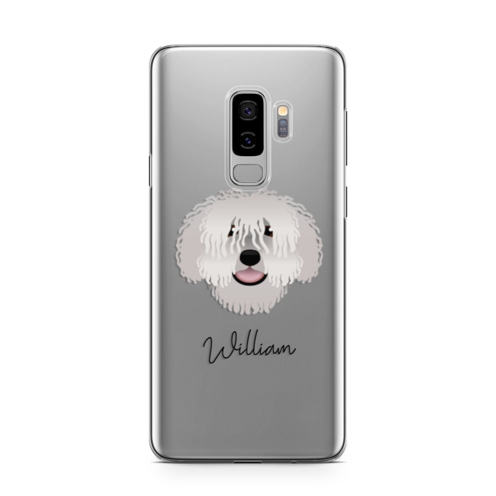 Spanish Water Dog Personalised Samsung Galaxy S9 Plus Case on Silver phone