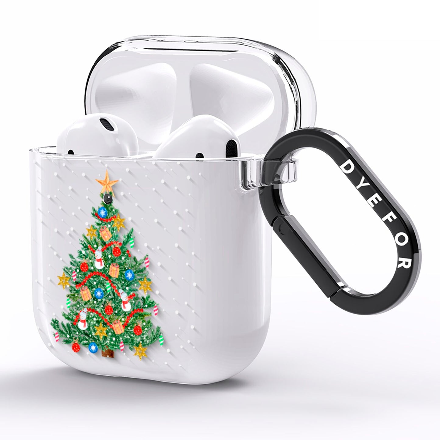 Sparkling Christmas Tree AirPods Clear Case Side Image