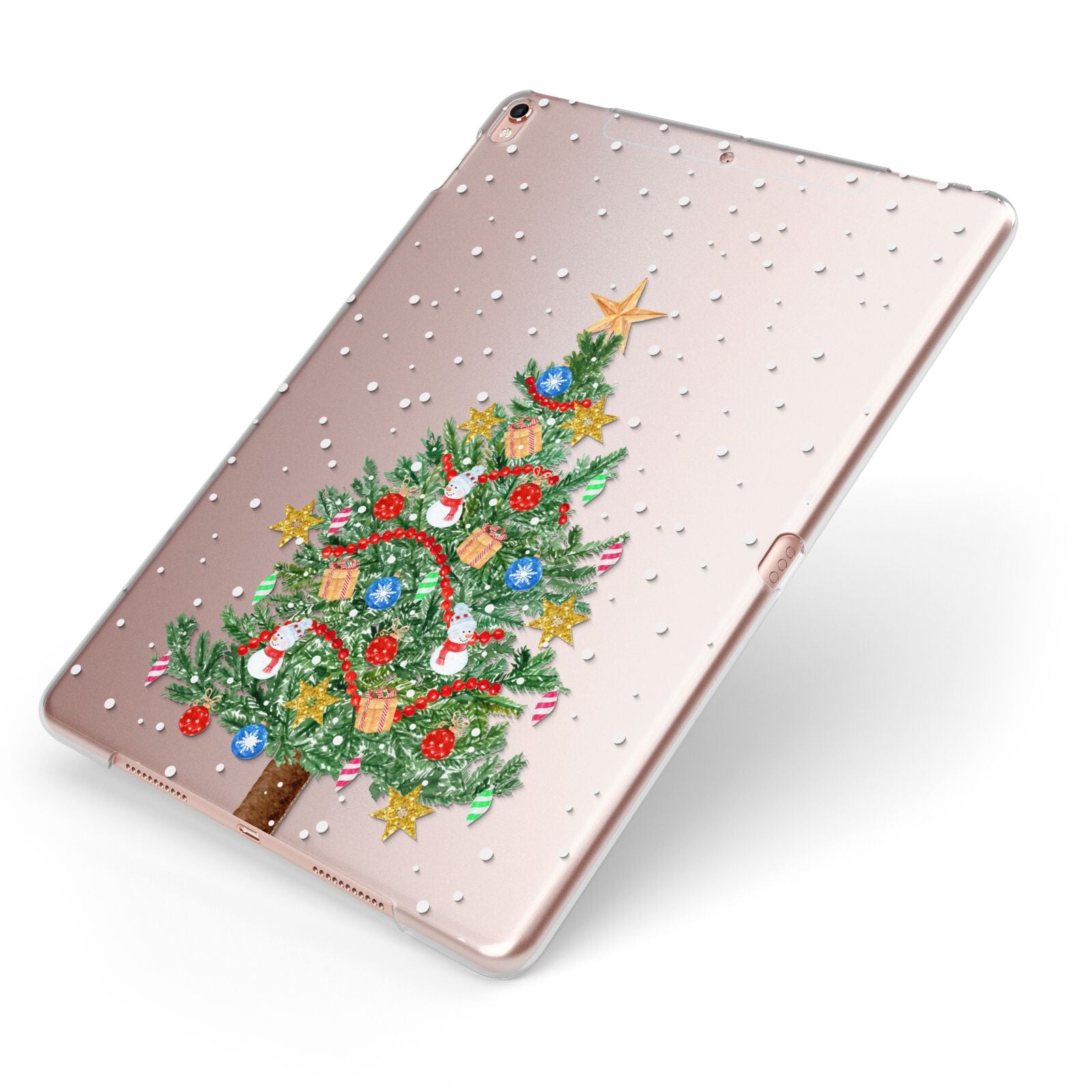 Sparkling Christmas Tree Apple iPad Case on Rose Gold iPad Side View