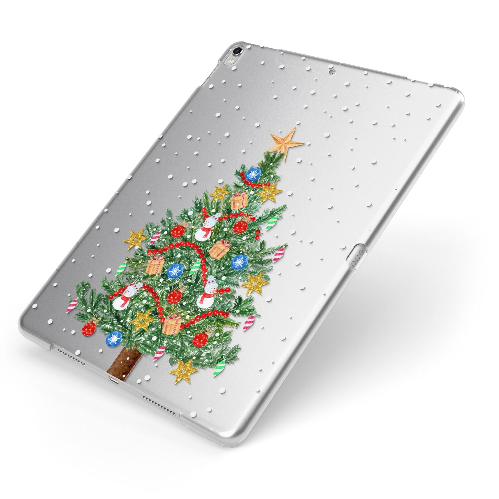 Sparkling Christmas Tree Apple iPad Case on Silver iPad Side View