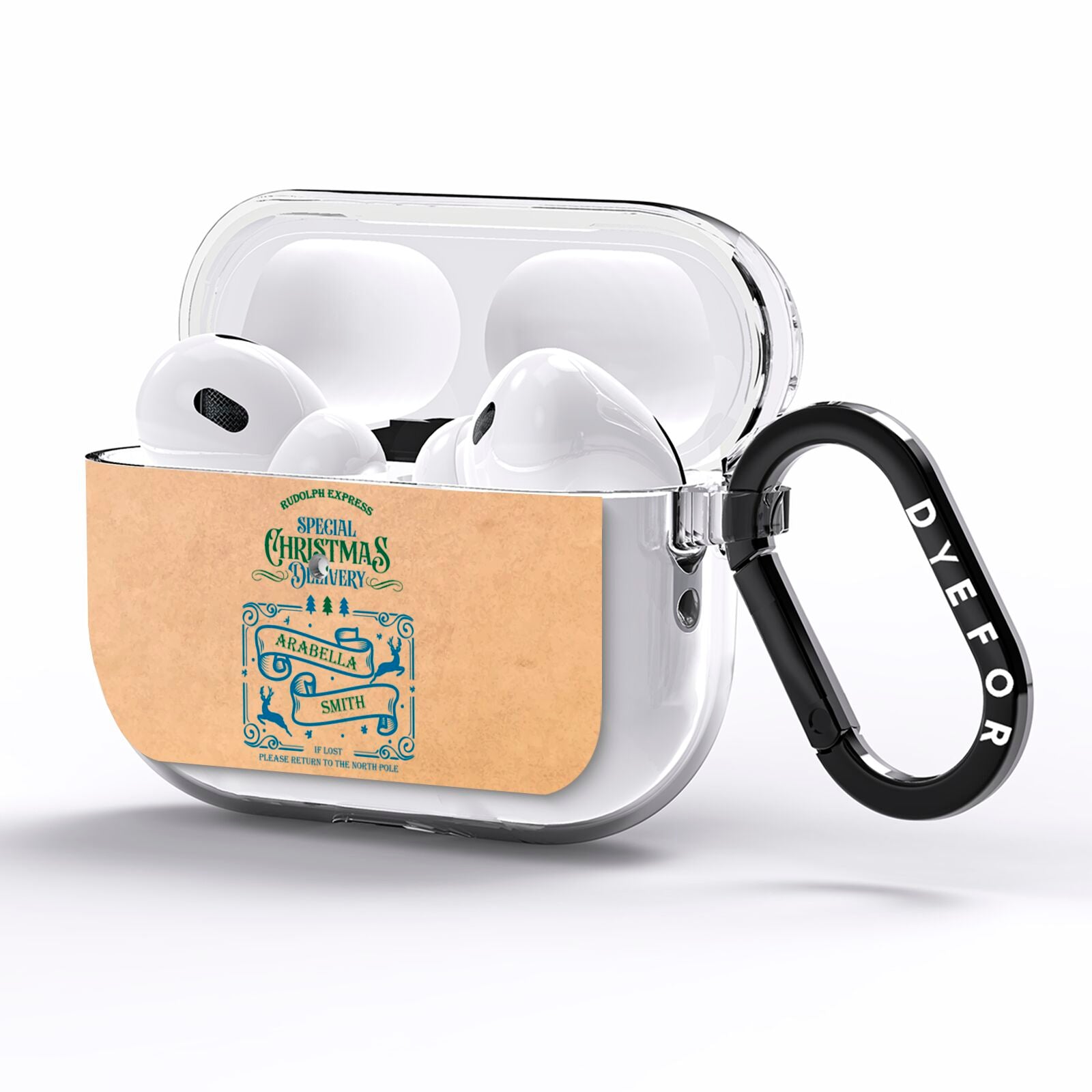 Special Christmas Delivery Personalised AirPods Pro Clear Case Side Image