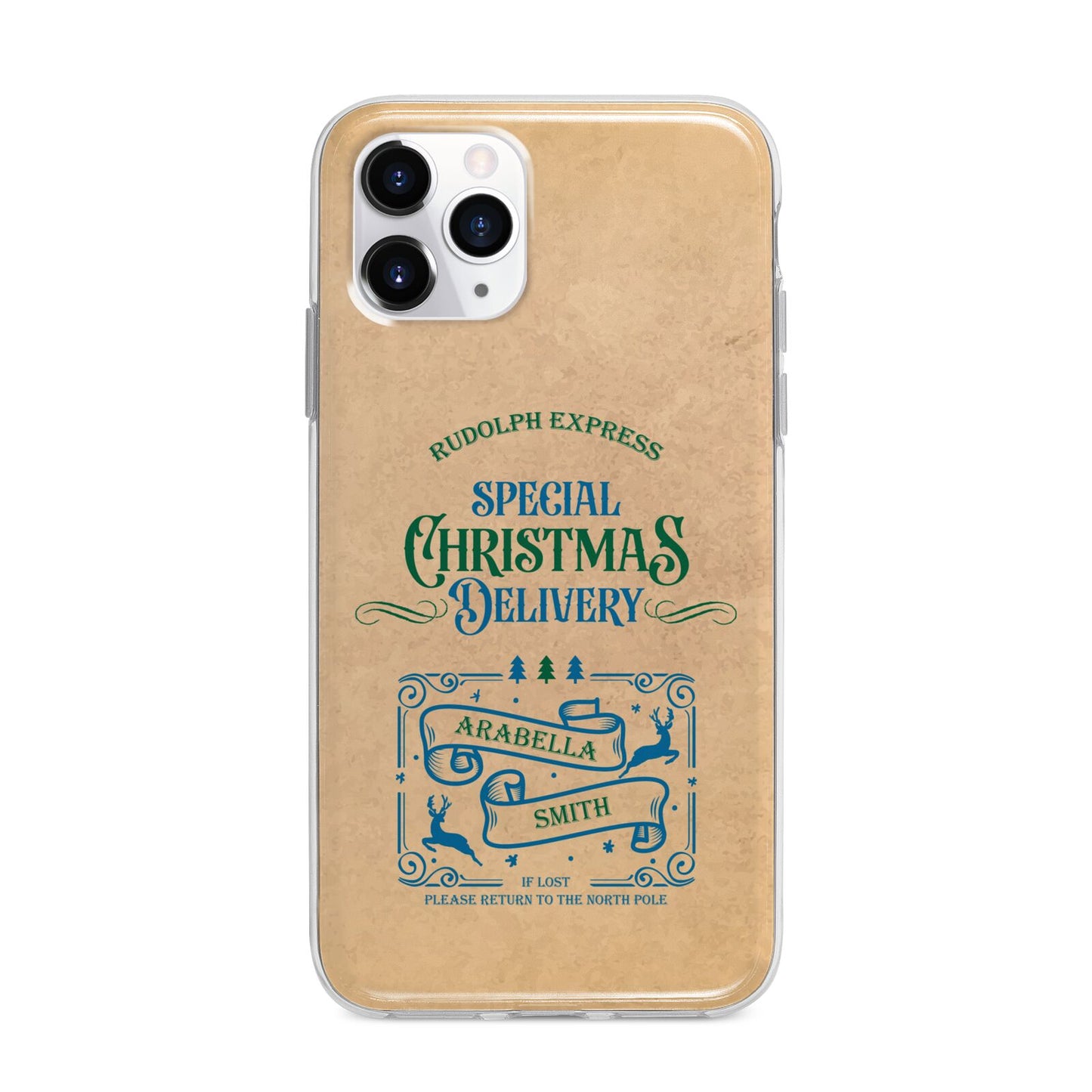 Special Christmas Delivery Personalised Apple iPhone 11 Pro Max in Silver with Bumper Case