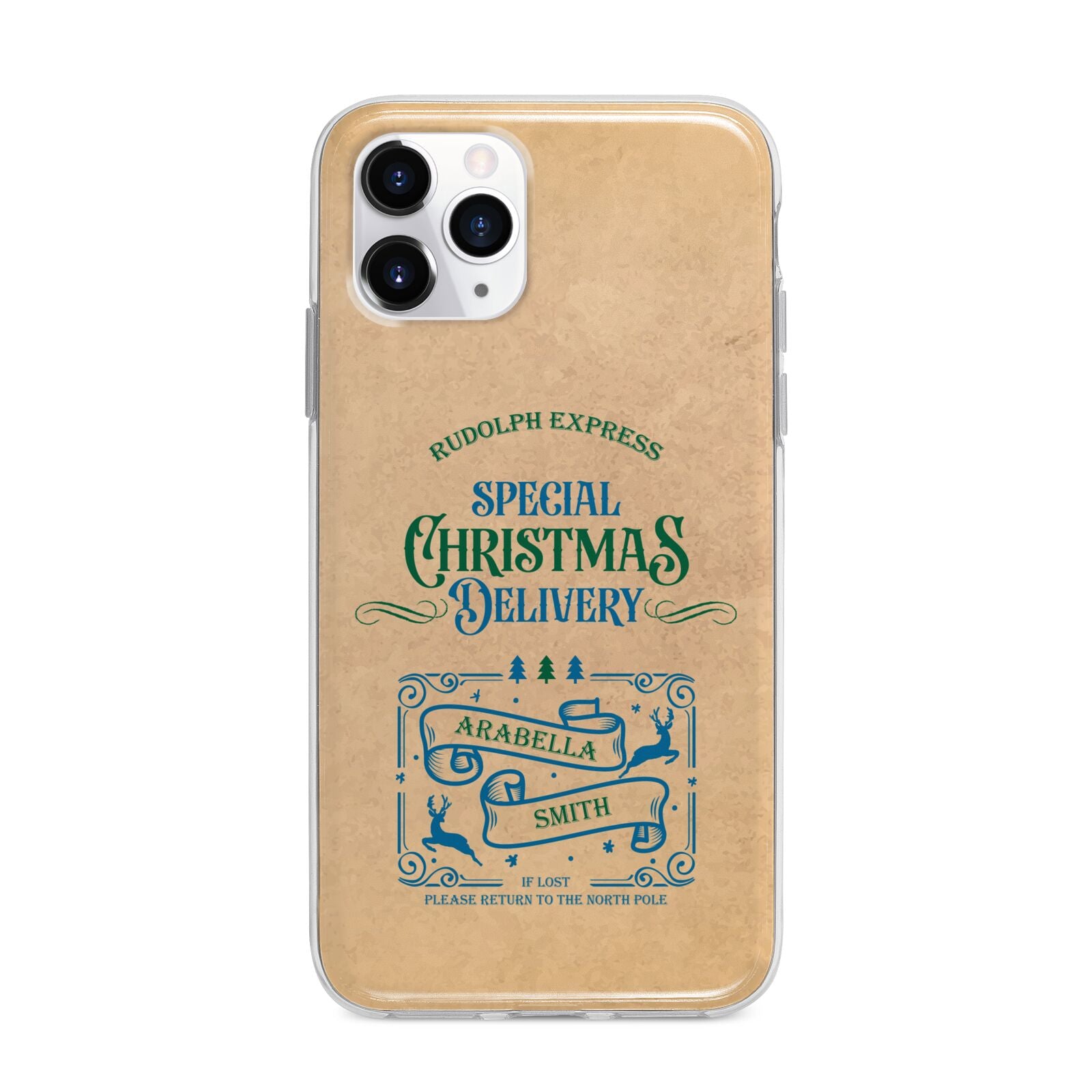 Special Christmas Delivery Personalised Apple iPhone 11 Pro in Silver with Bumper Case