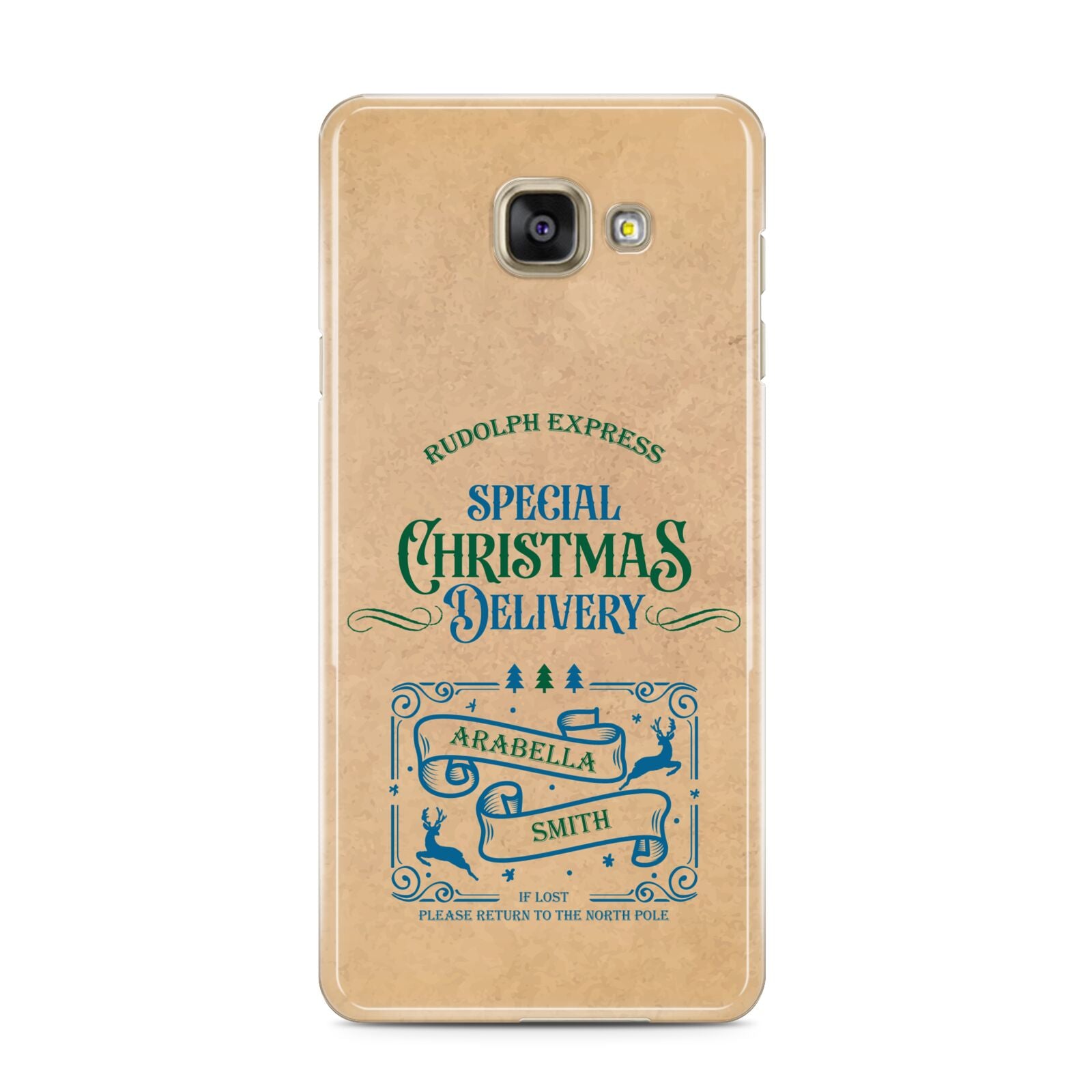 Special Christmas Delivery Personalised Samsung Galaxy A3 2016 Case on gold phone