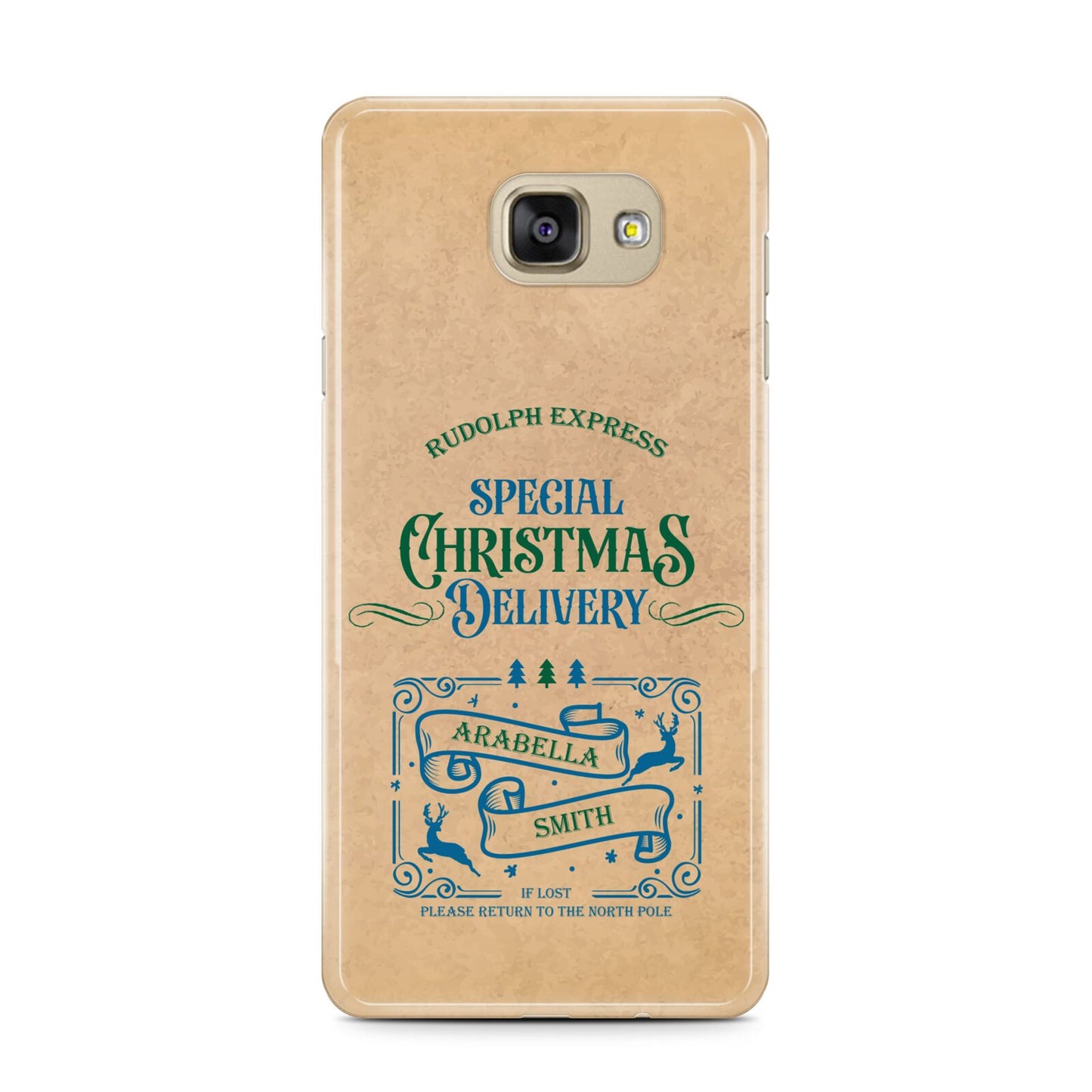 Special Christmas Delivery Personalised Samsung Galaxy A7 2016 Case on gold phone