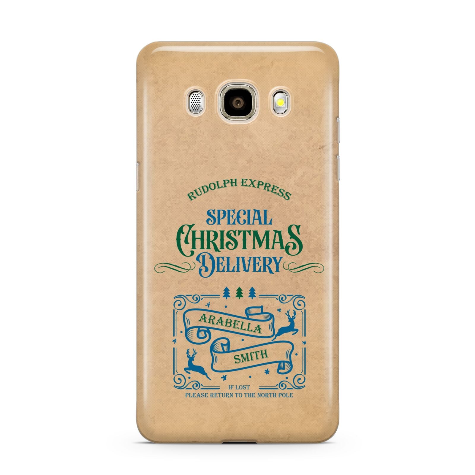 Special Christmas Delivery Personalised Samsung Galaxy J7 2016 Case on gold phone