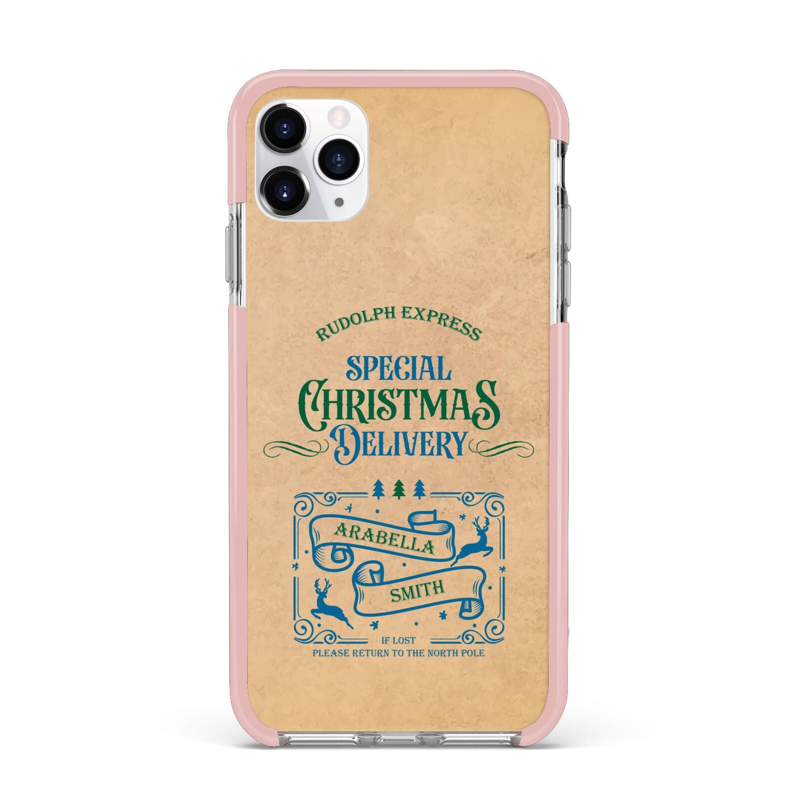 Special Christmas Delivery Personalised iPhone 11 Pro Max Impact Pink Edge Case