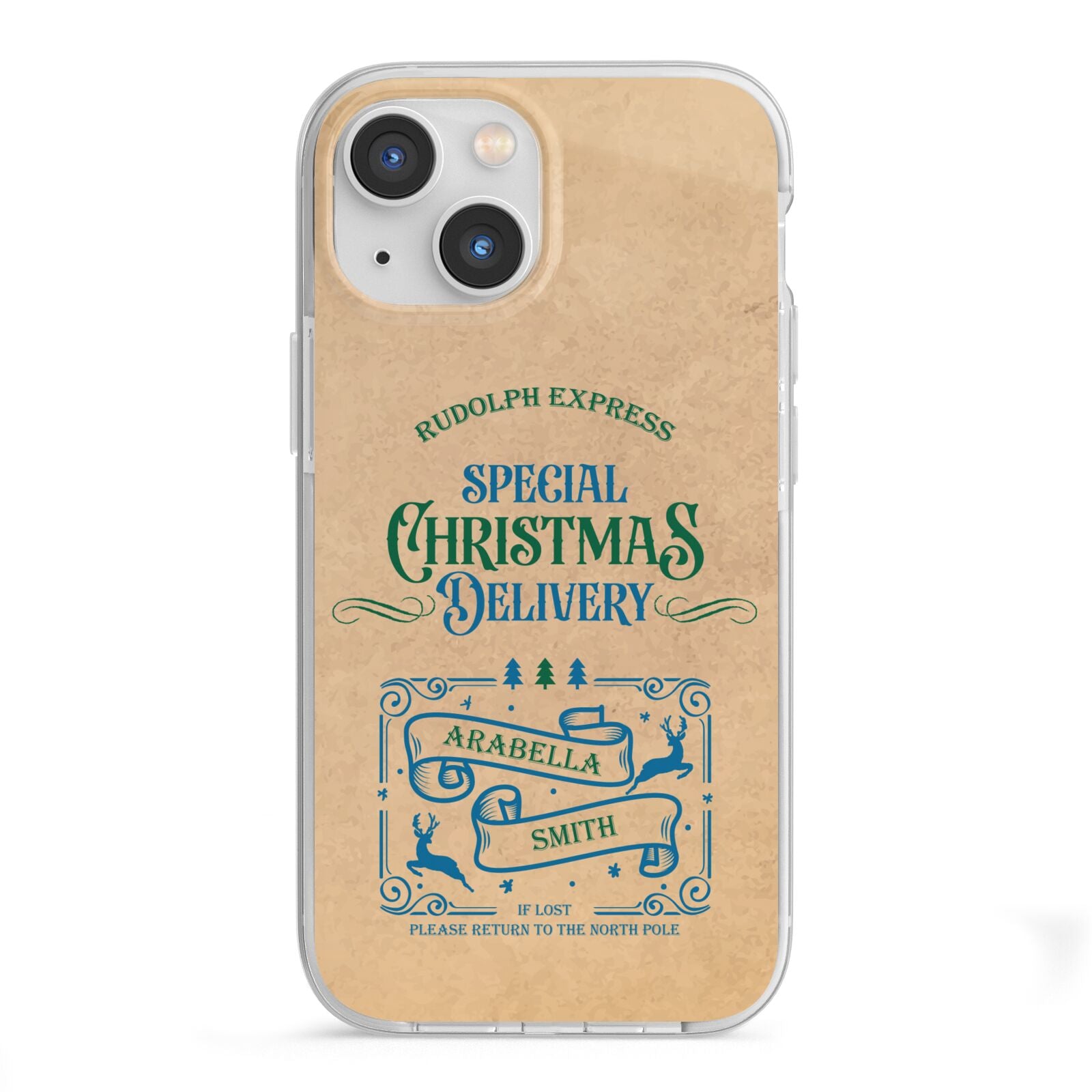 Special Christmas Delivery Personalised iPhone 13 Mini TPU Impact Case with White Edges