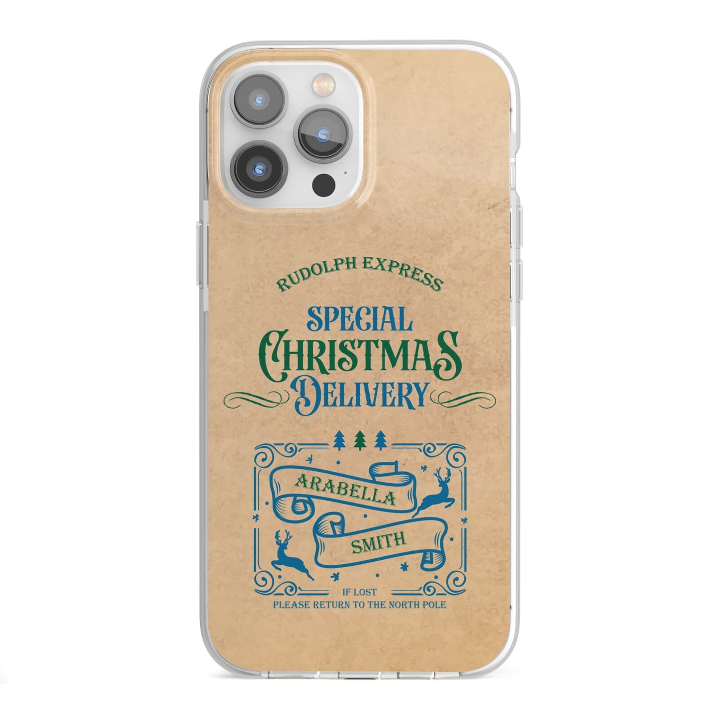 Special Christmas Delivery Personalised iPhone 13 Pro Max TPU Impact Case with White Edges