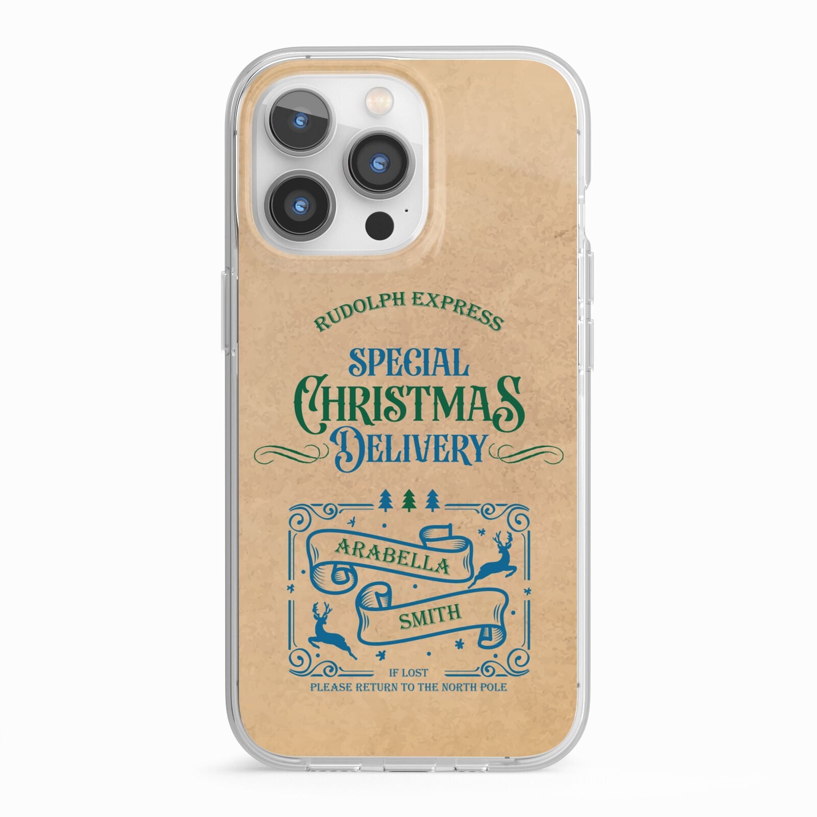 Special Christmas Delivery Personalised iPhone 13 Pro TPU Impact Case with White Edges